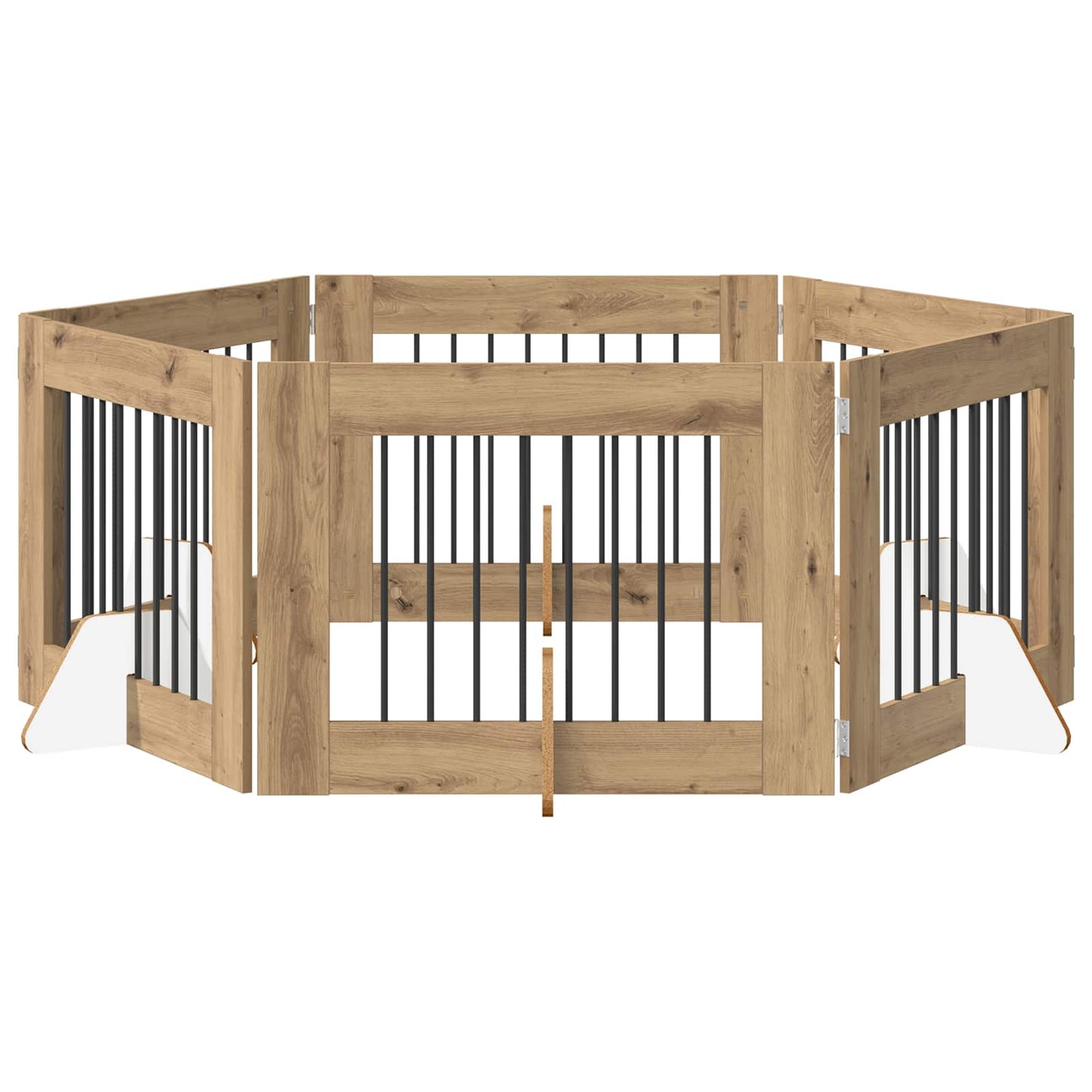 Foldbar hundegitter med stativer 6 pcs Artisan eik 482 cm