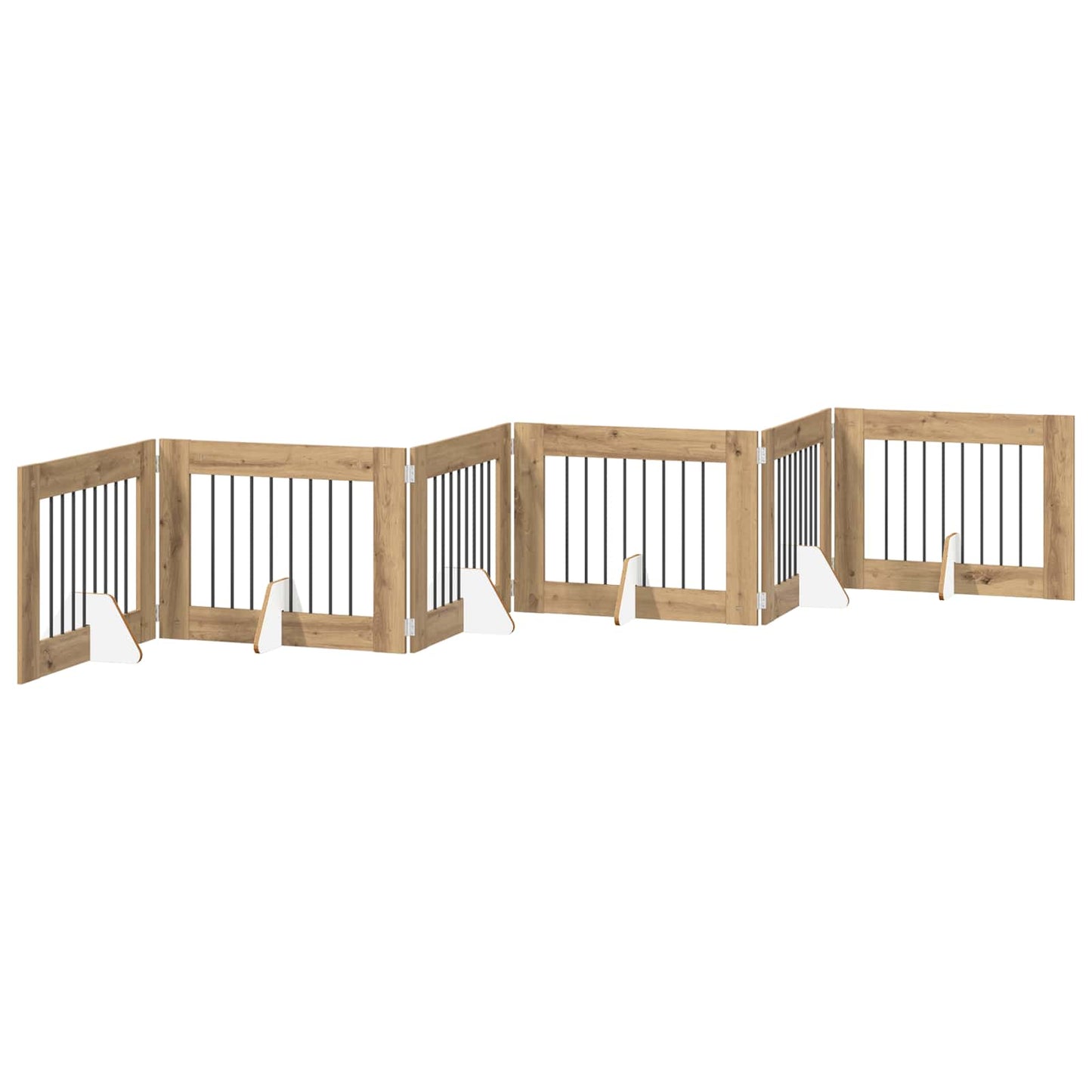 Foldbar hundegitter med stativer 6 pcs Artisan eik 482 cm