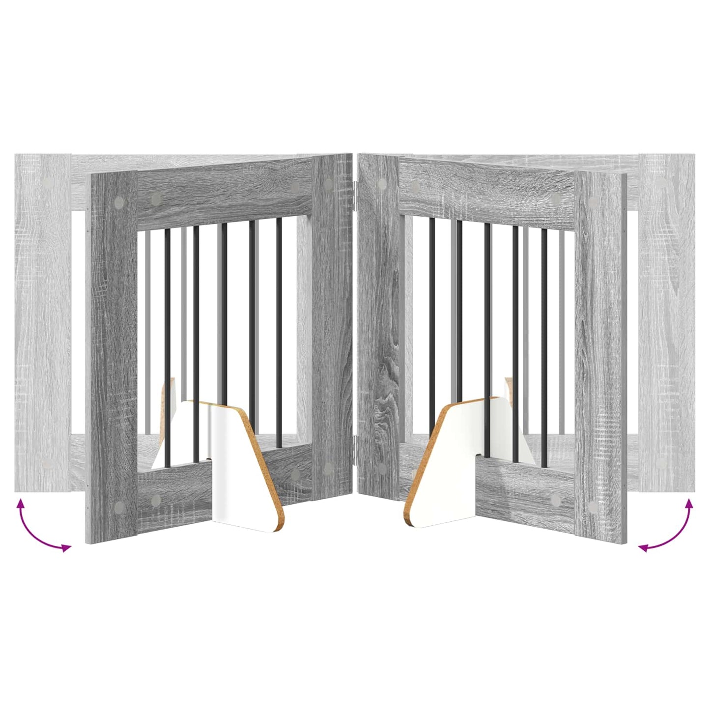 Foldbar hundegitter med stativer 2 pcs Grå sonoma 120,5 cm