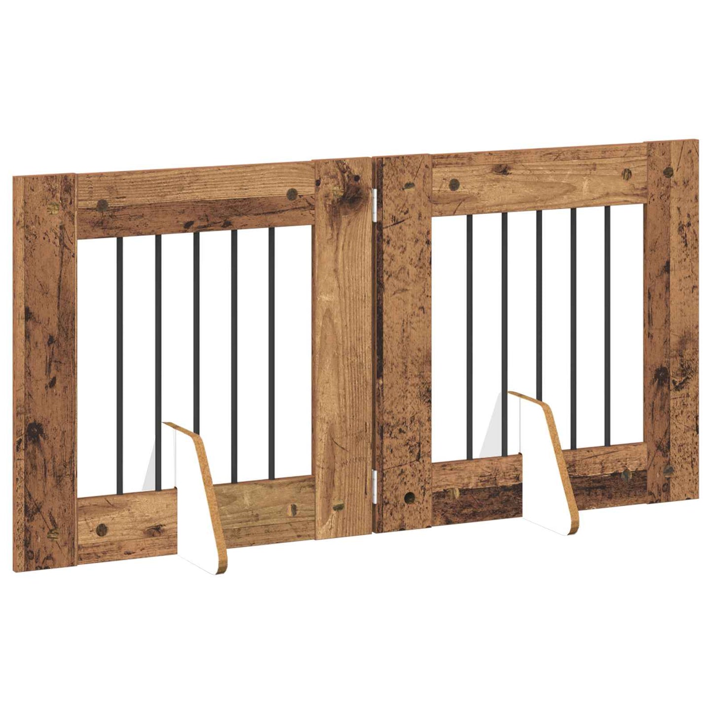 Foldbar hundegitter med stativer 2 pcs Gammelt tre 120,5 cm