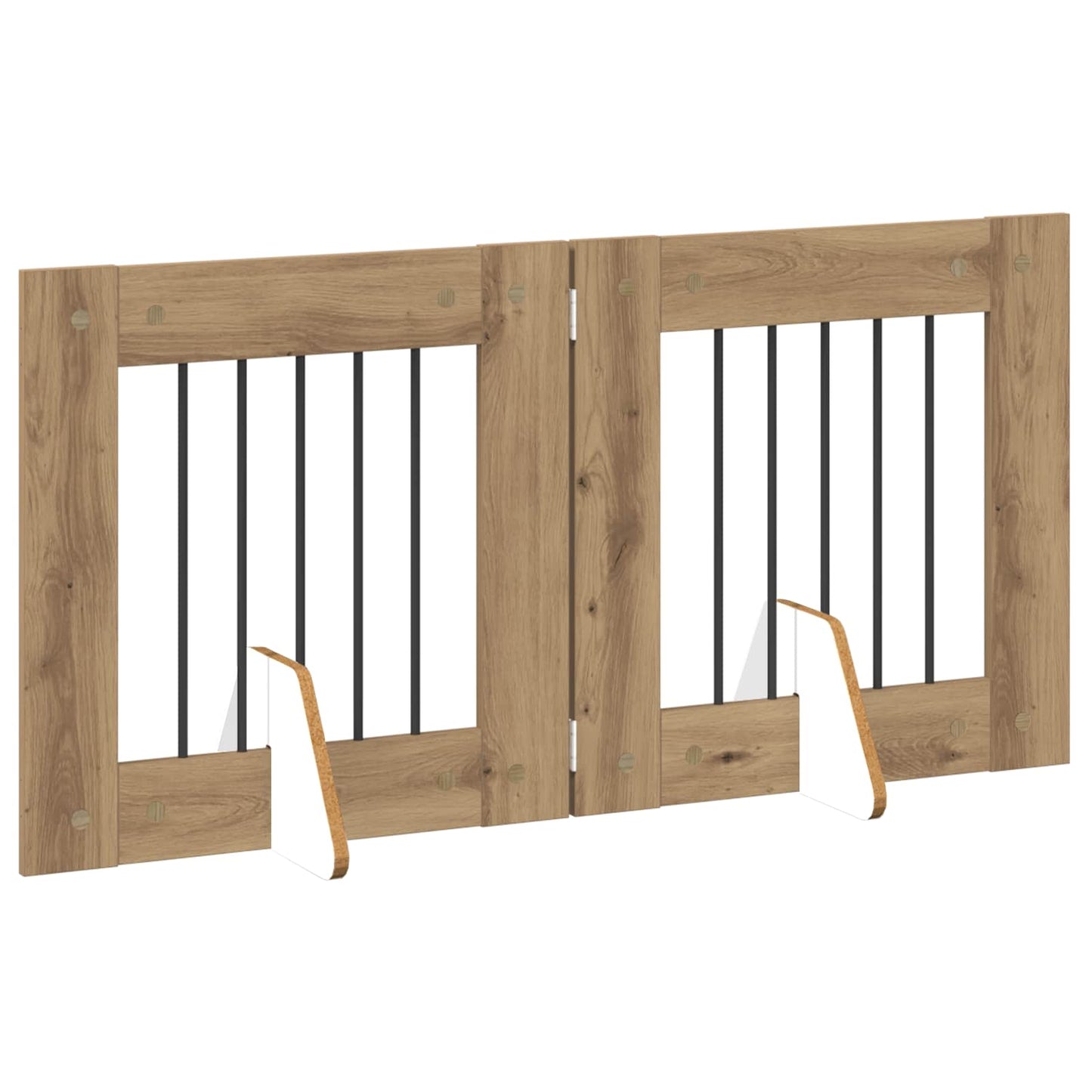Foldbar hundegitter med stativer 2 pcs Artisan eik 120,5 cm