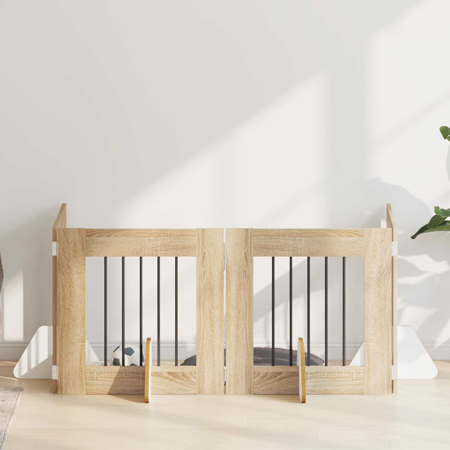 Hundegate med stender 4 pcs Sonoma eik 60 x 60 cm