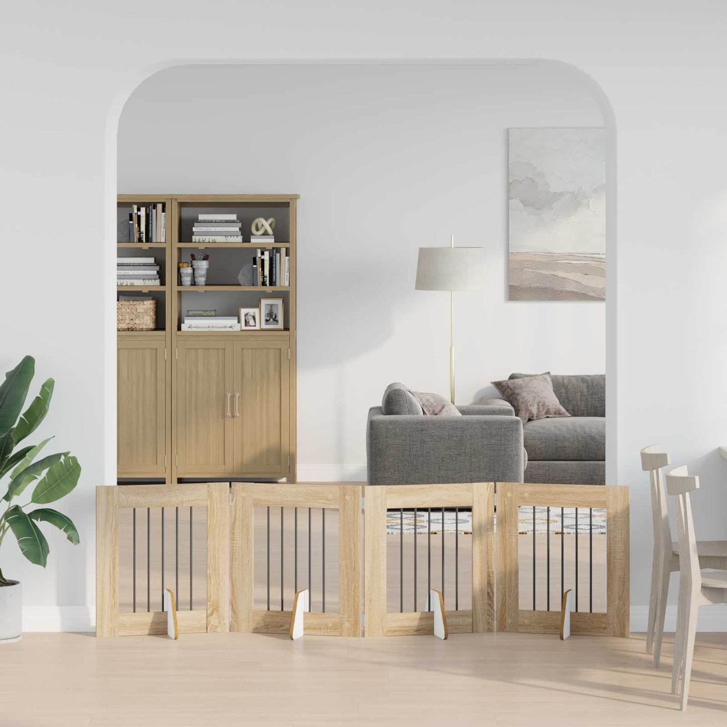 Hundegate med stender 4 pcs Sonoma eik 60 x 60 cm