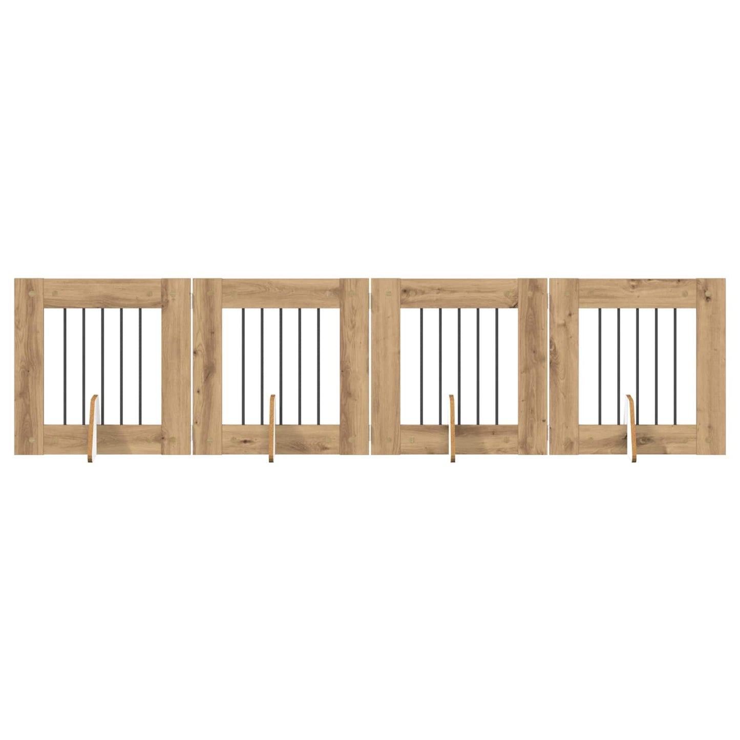 Foldbar hundegitter med stativer 4 pcs Artisan eik 241 cm