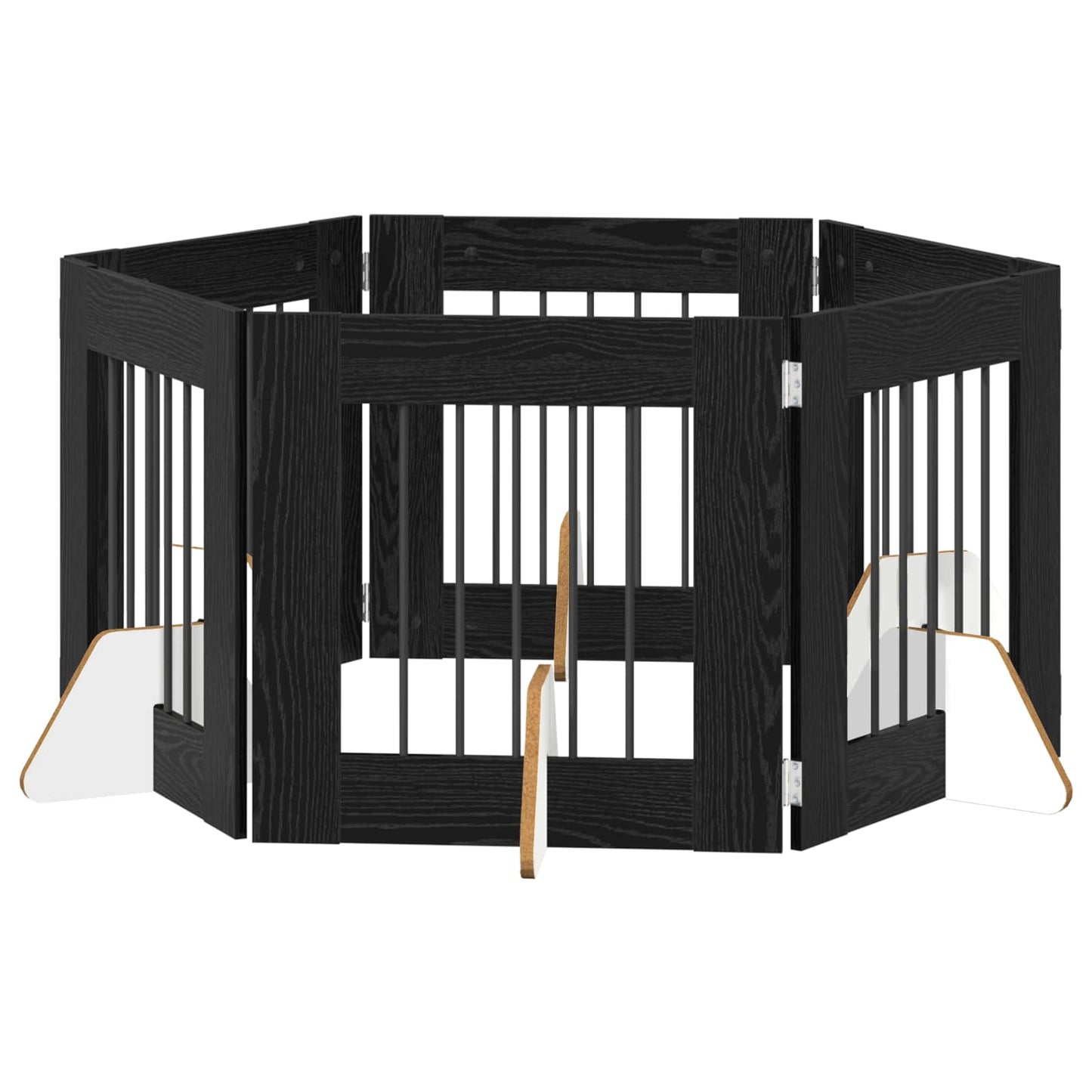 Foldbar hundegitter med stativer 6 pcs Svart eik 362 cm