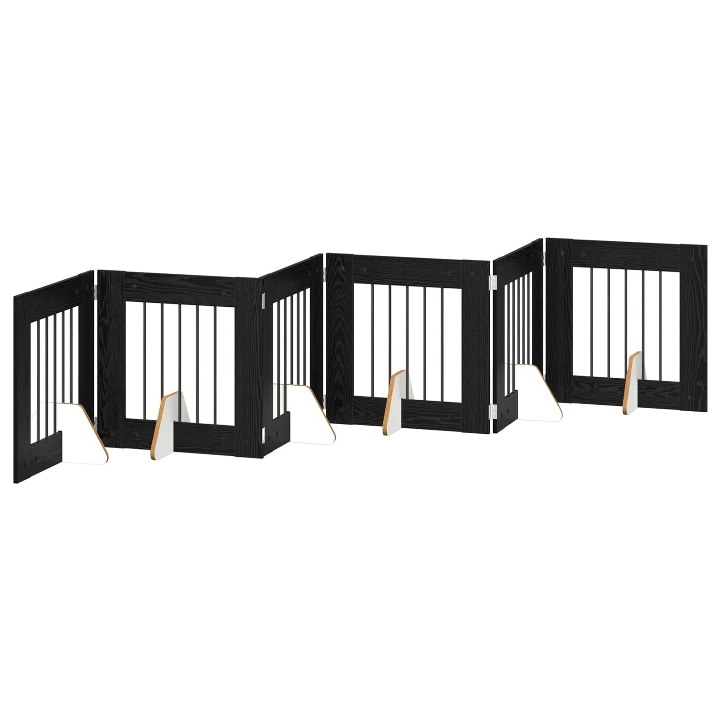 Foldbar hundegitter med stativer 6 pcs Svart eik 362 cm