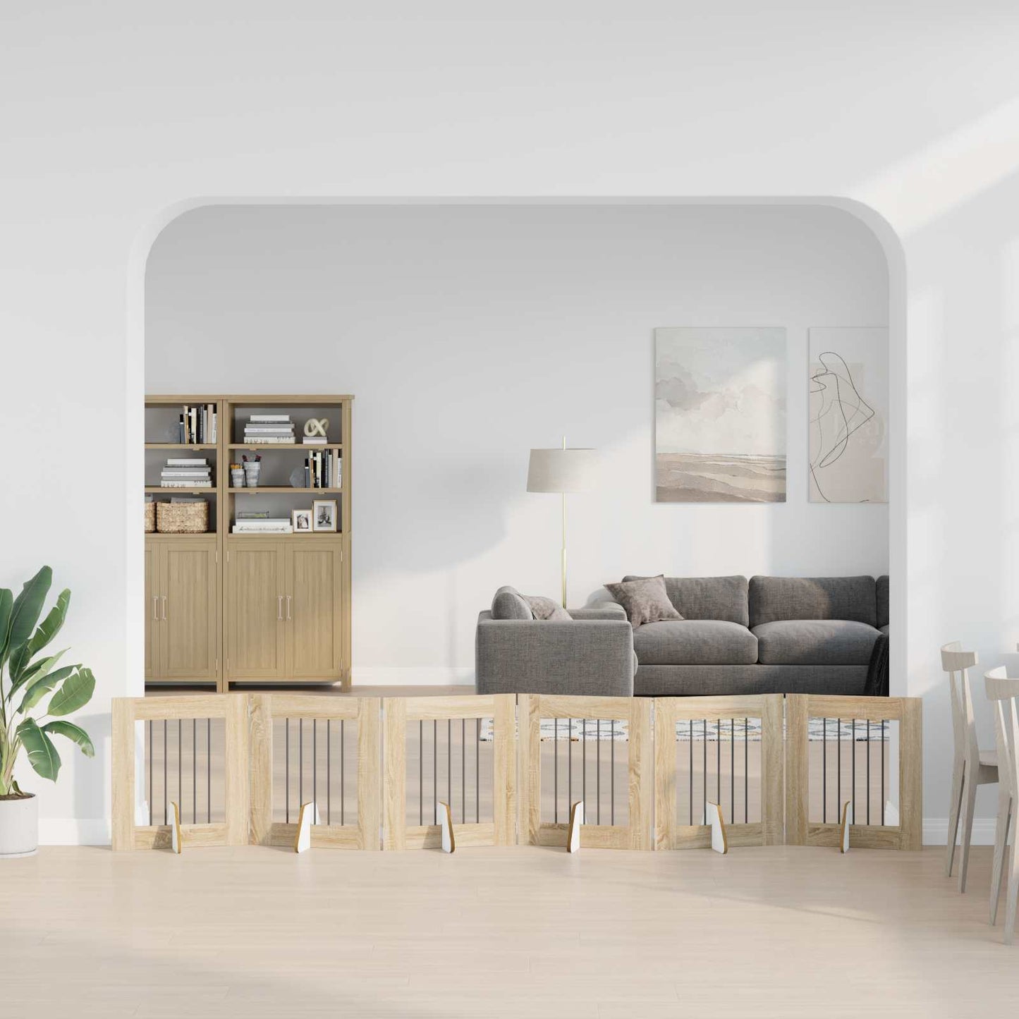 Hundegate med stender 6 pcs Sonoma eik 60 x 60 cm