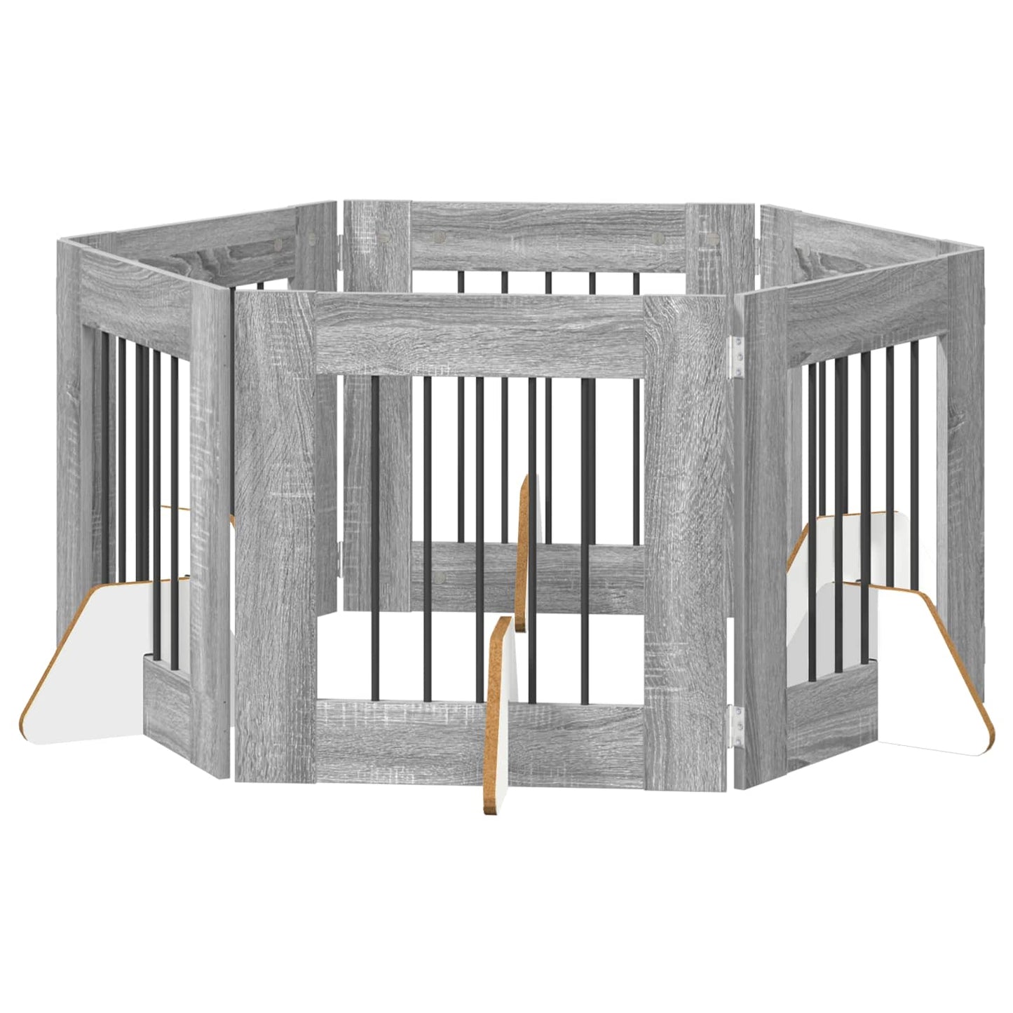 Foldbar hundegitter med stativer 6 pcs Grå sonoma 362 cm