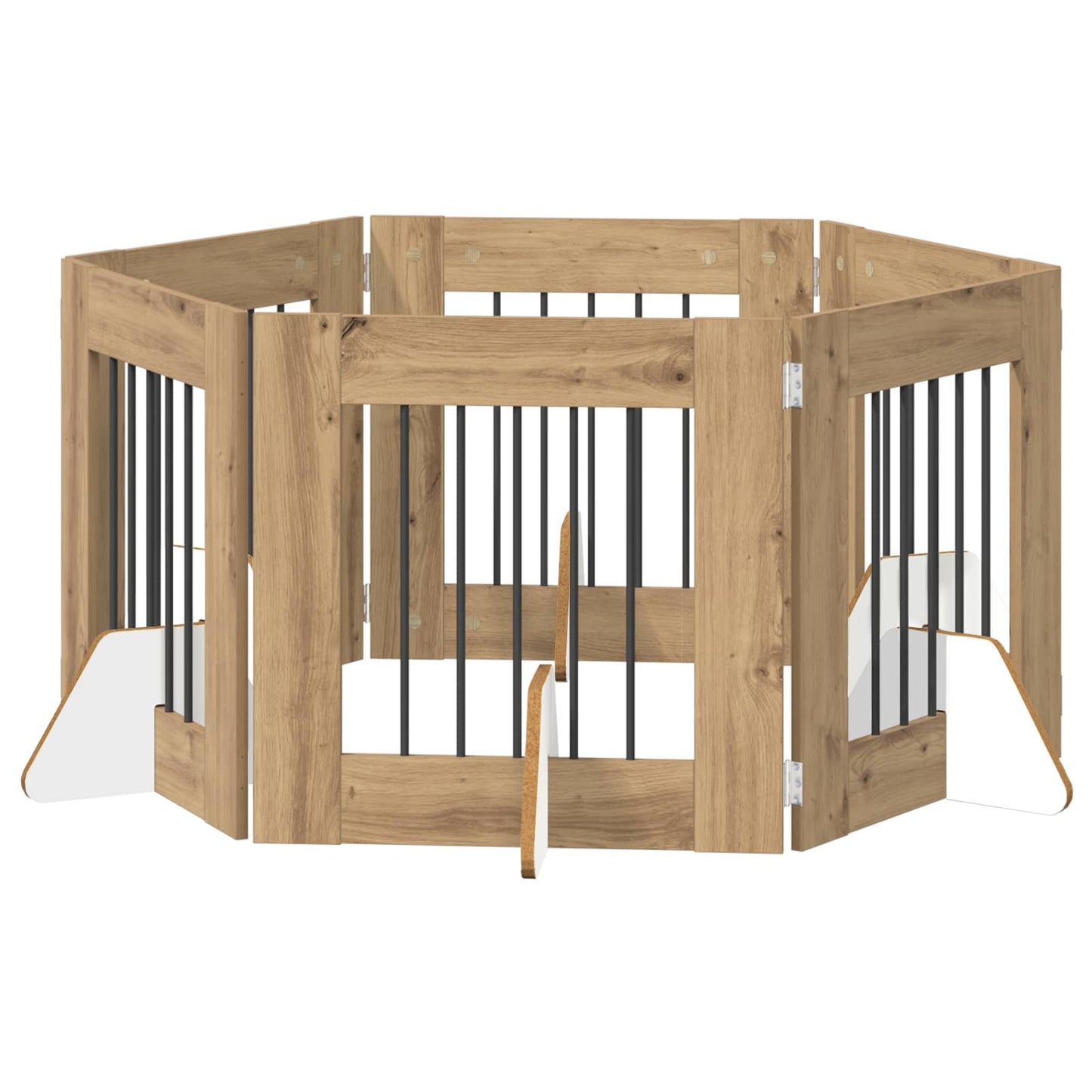 Hundegate med stender 6 pcs Artisan eik 60 x 60 cm