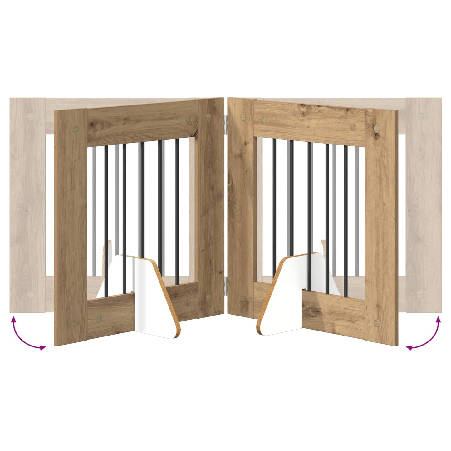 Hundegate med stender 6 pcs Artisan eik 60 x 60 cm