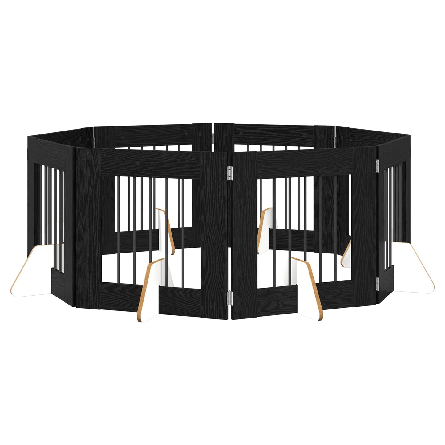 Foldbar hundegitter med stativer 8 pcs Svart eik 60 cm