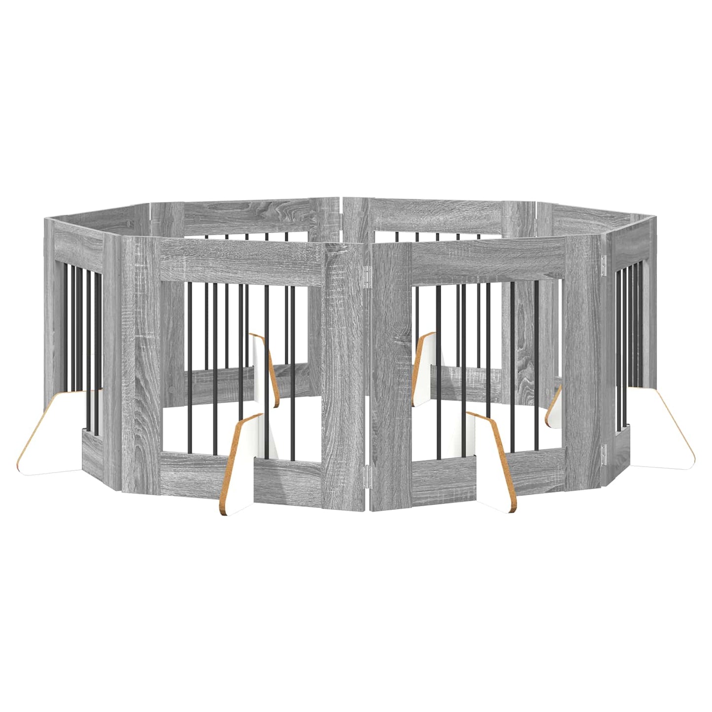 Foldbar hundegitter med stativer 8 pcs Grå sonoma 60 cm