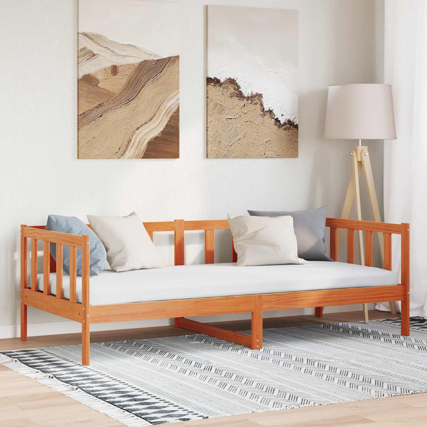 Sengestamme med hodegjerde Vokset Brun 90 x 190 cm Massiv furu