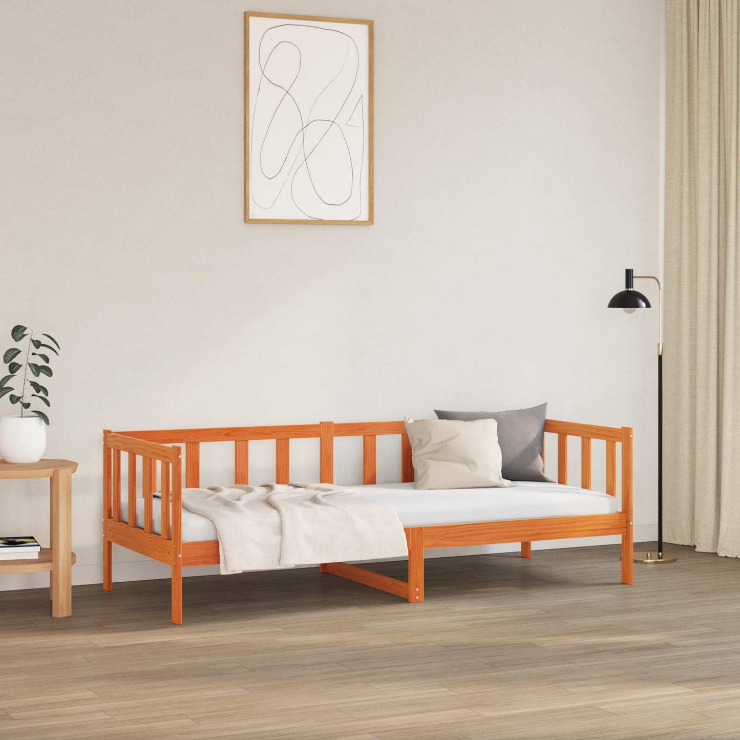 Sengestamme med hodegjerde Vokset Brun 80 x 200 cm Massiv furu