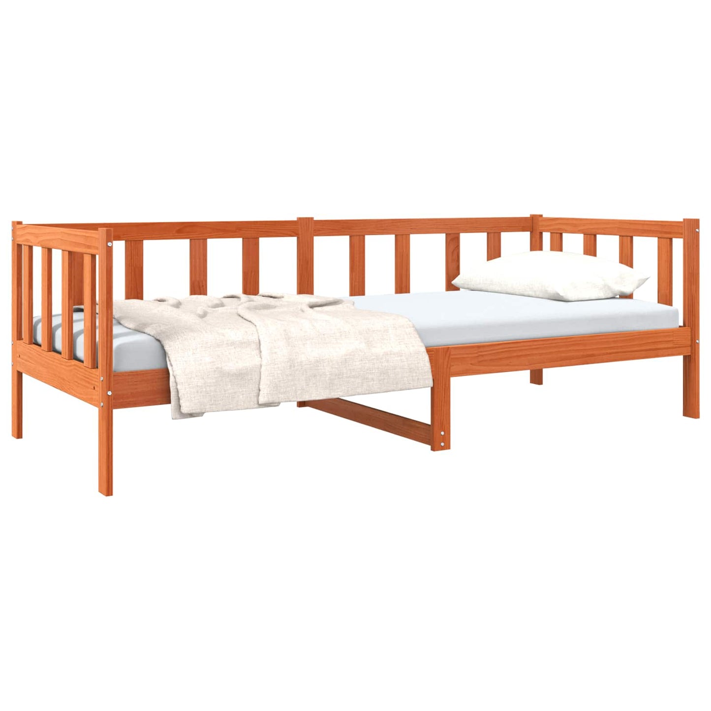 Sengestamme med hodegjerde Vokset Brun 90 x 190 cm Massiv furu