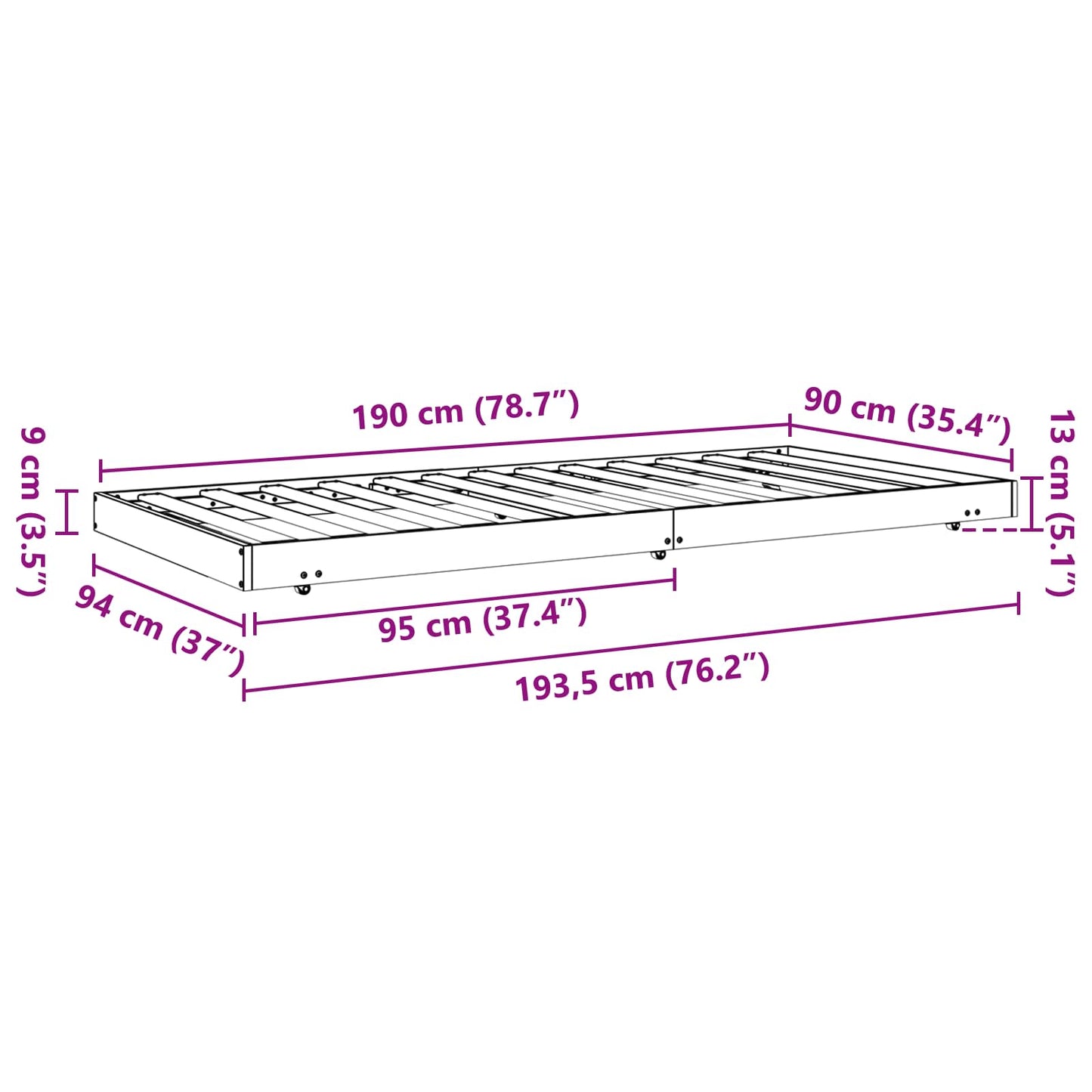 Sengestamme Vokset Brun 90 x 190 cm Massiv furu