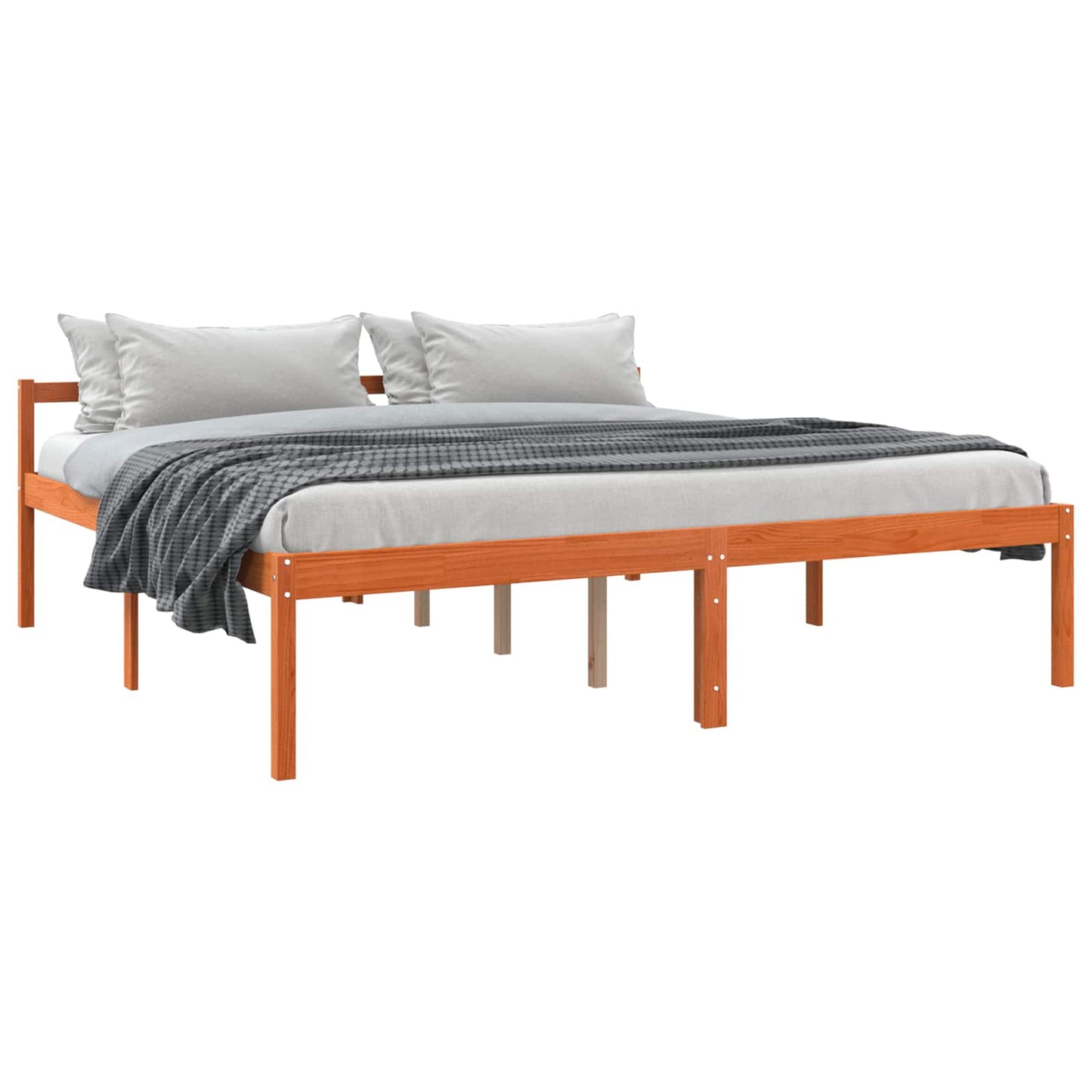 Sengestamme med hodegjerde Vokset Brun 180 x 200 cm Massiv furu