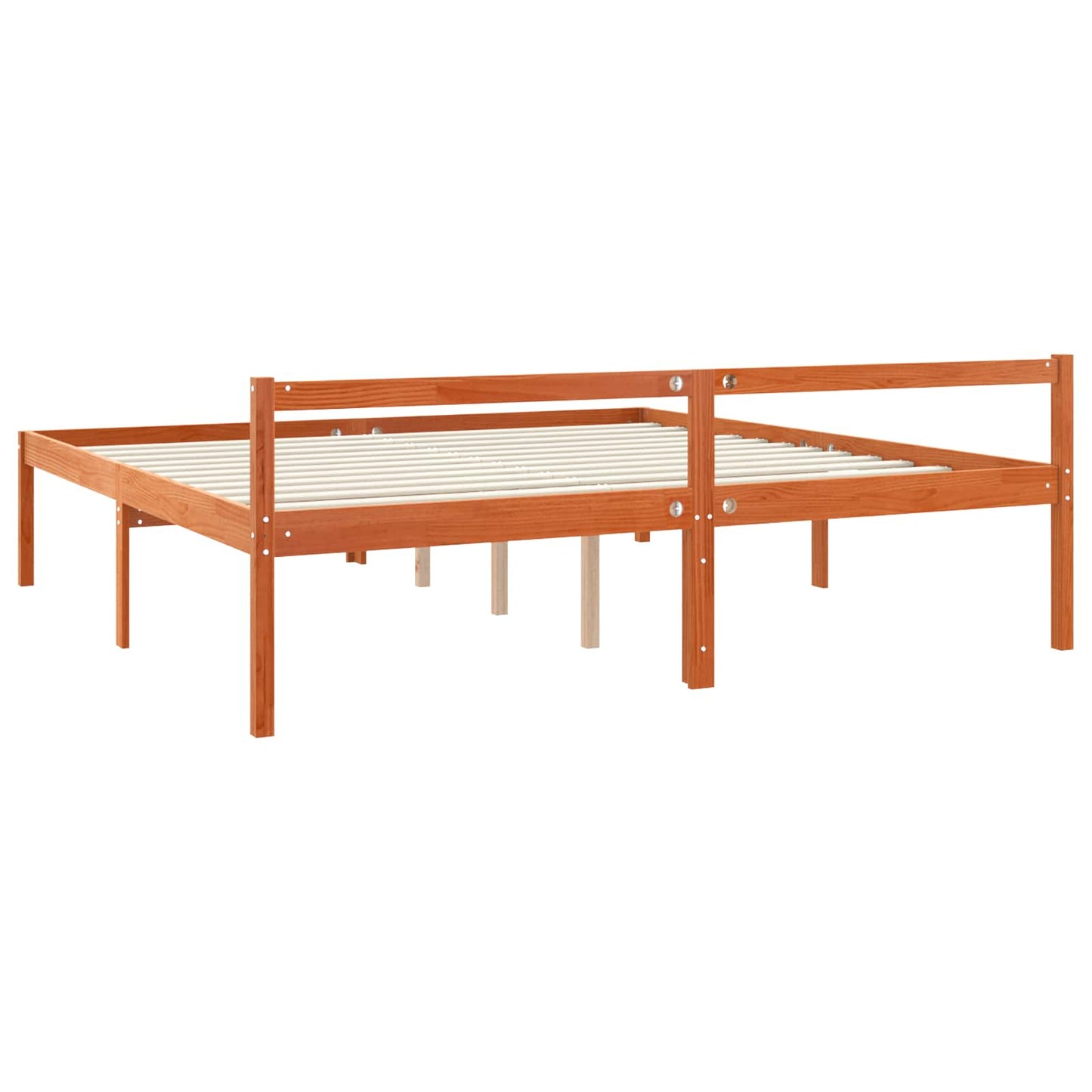 Sengestamme med hodegjerde Vokset Brun 180 x 200 cm Massiv furu