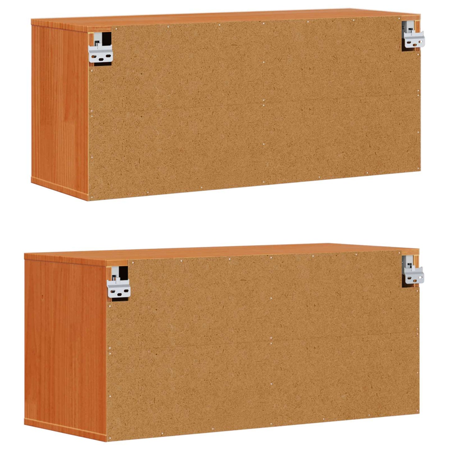 Veggskap med dør 2 pcs Vokset Brun 80 x 30 x 35 cm Massiv furu