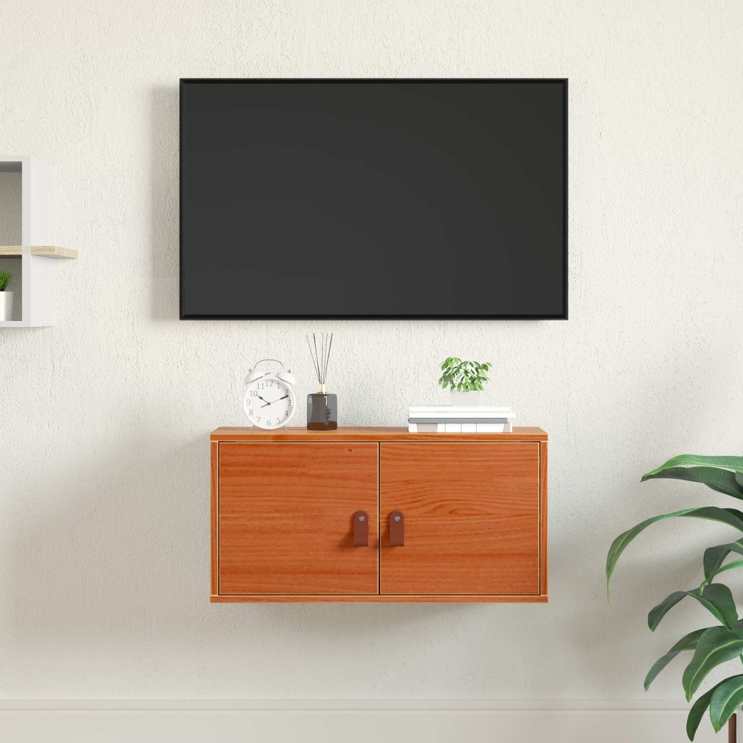 Veggskap med hylle Vokset Brun 60 x 30 x 30 cm Massiv furu