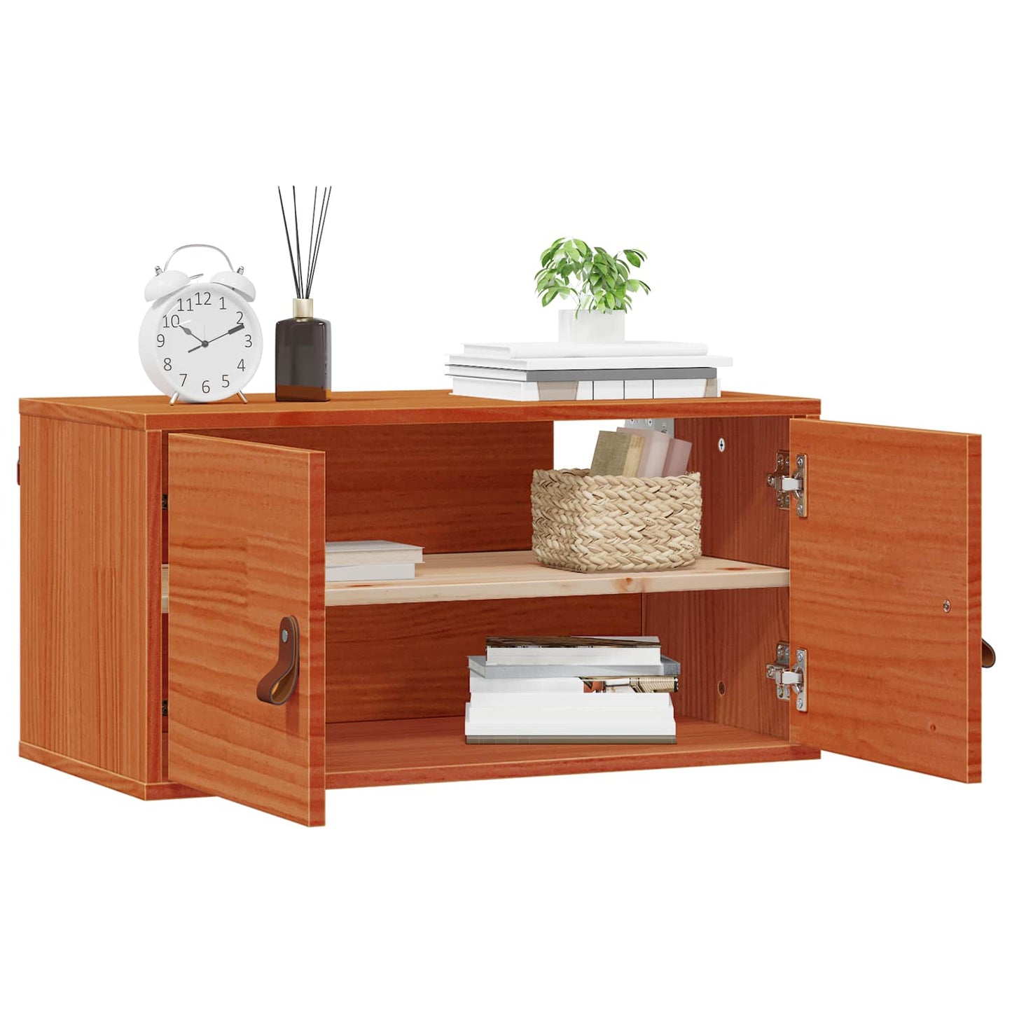 Veggskap med hylle Vokset Brun 60 x 30 x 30 cm Massiv furu
