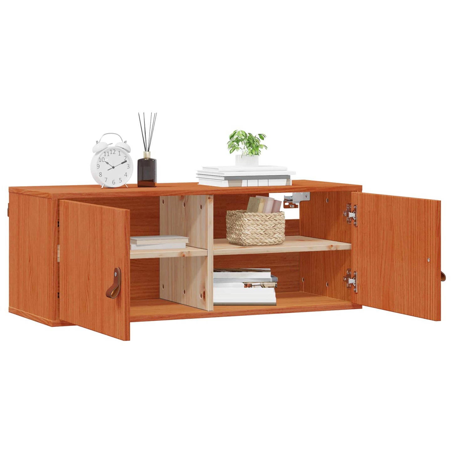 Veggskap med hylle Vokset Brun 80 x 30 x 30 cm Massiv furu