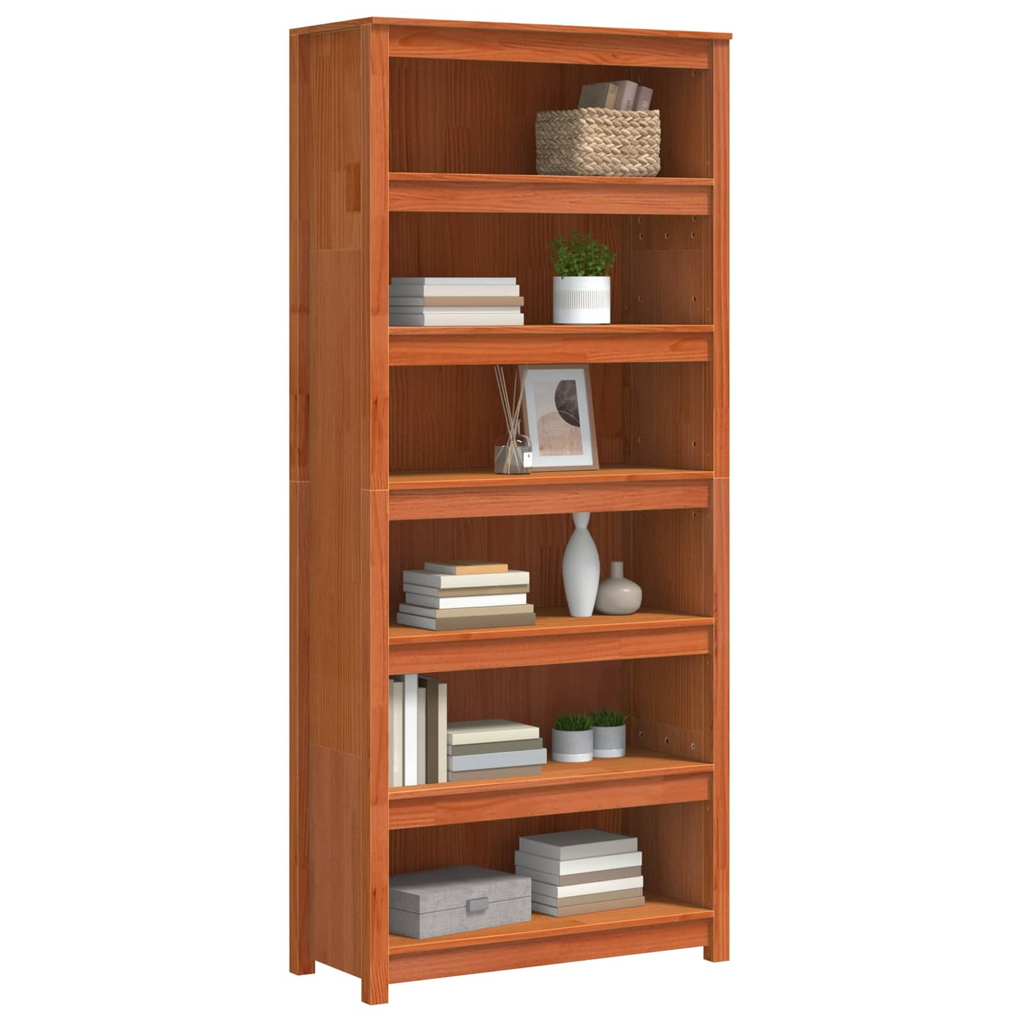 Bokskap Vokset Brun 80 x 35 x 183 cm Massiv furu