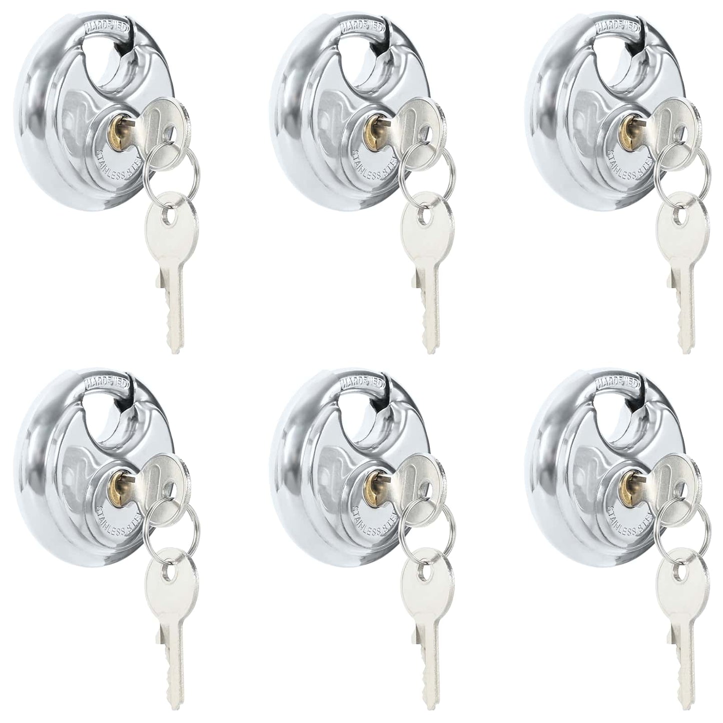Discus-låser med nøkler 6 pcs sølv 7 x 2,4 x 7 cm