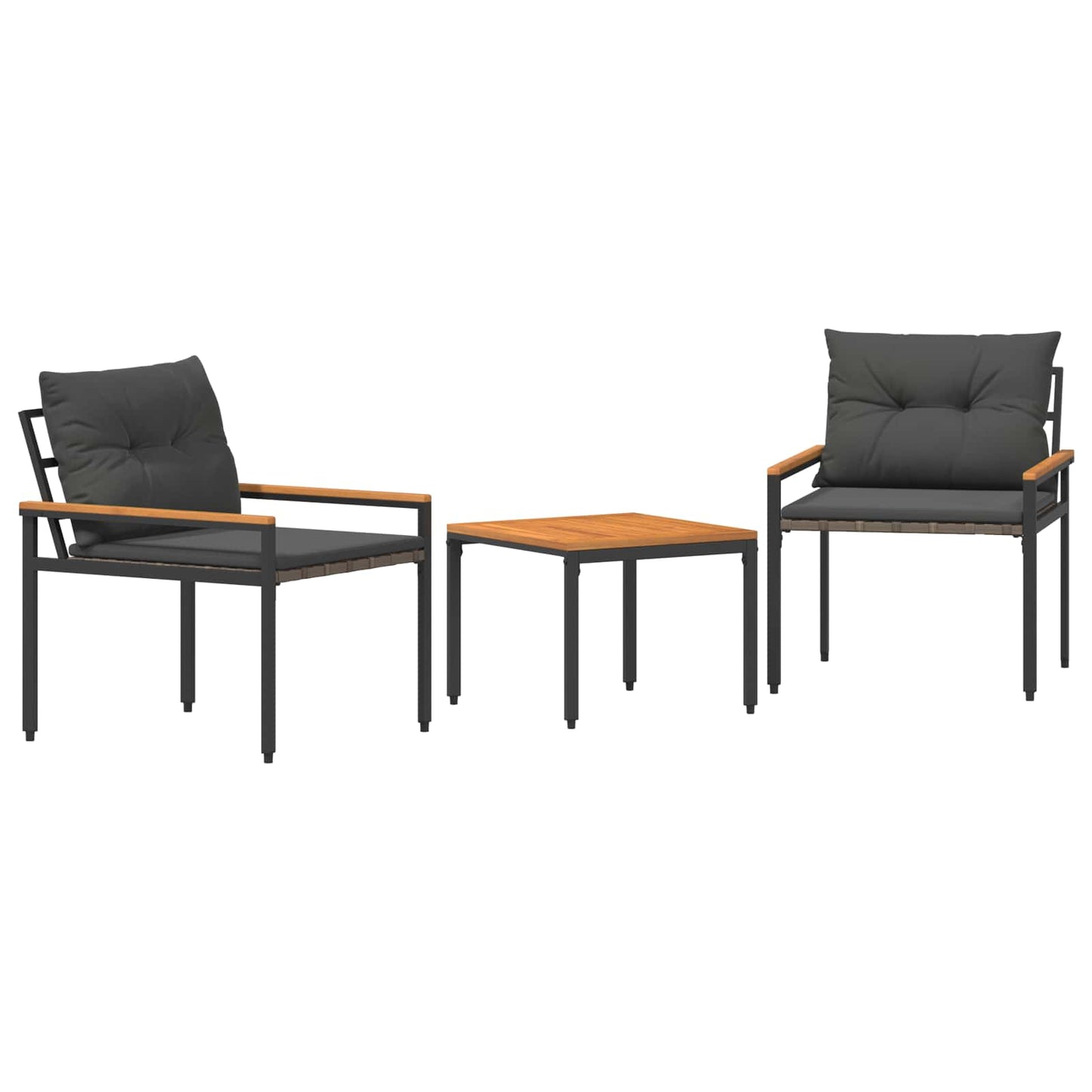 Utemøbelsett 3 pcs Mørkegrå polyrotting