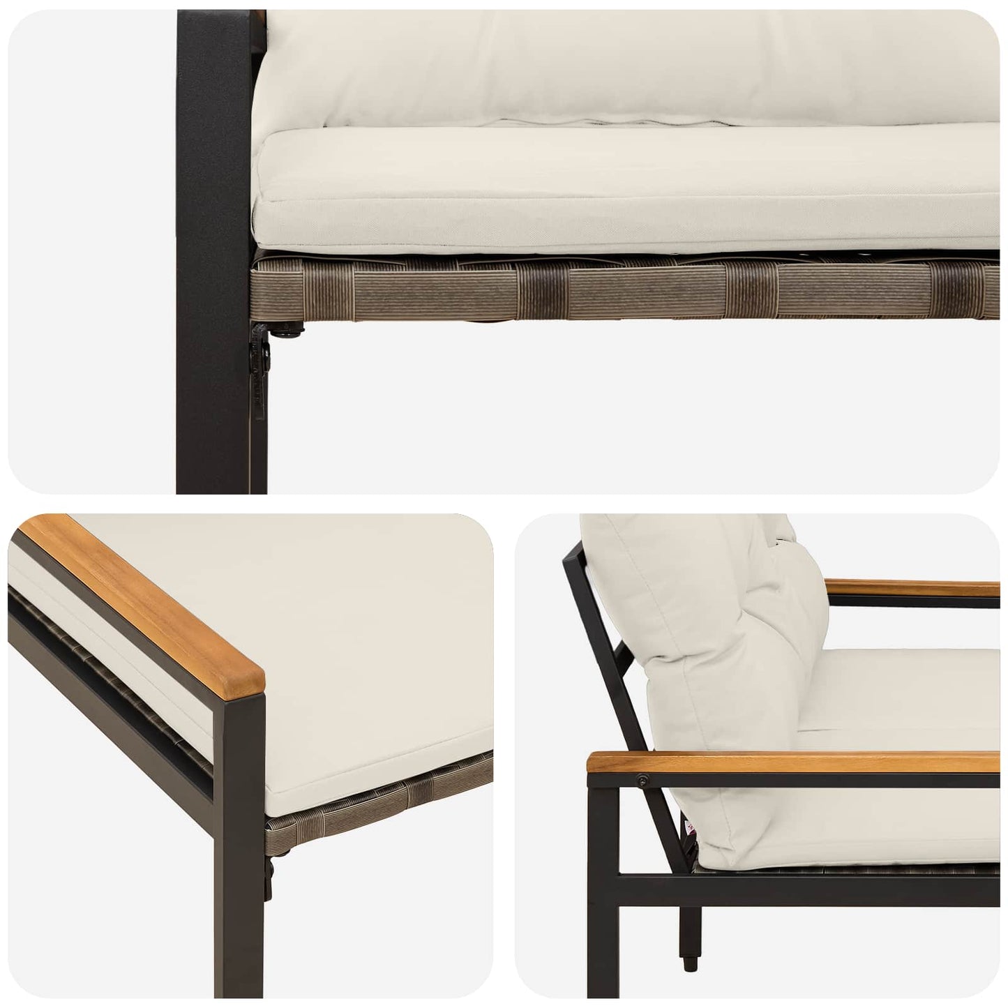 Utendørs benk 2 -Seater 116 x 67,5 x 72 cm polyrotting Kremhvit