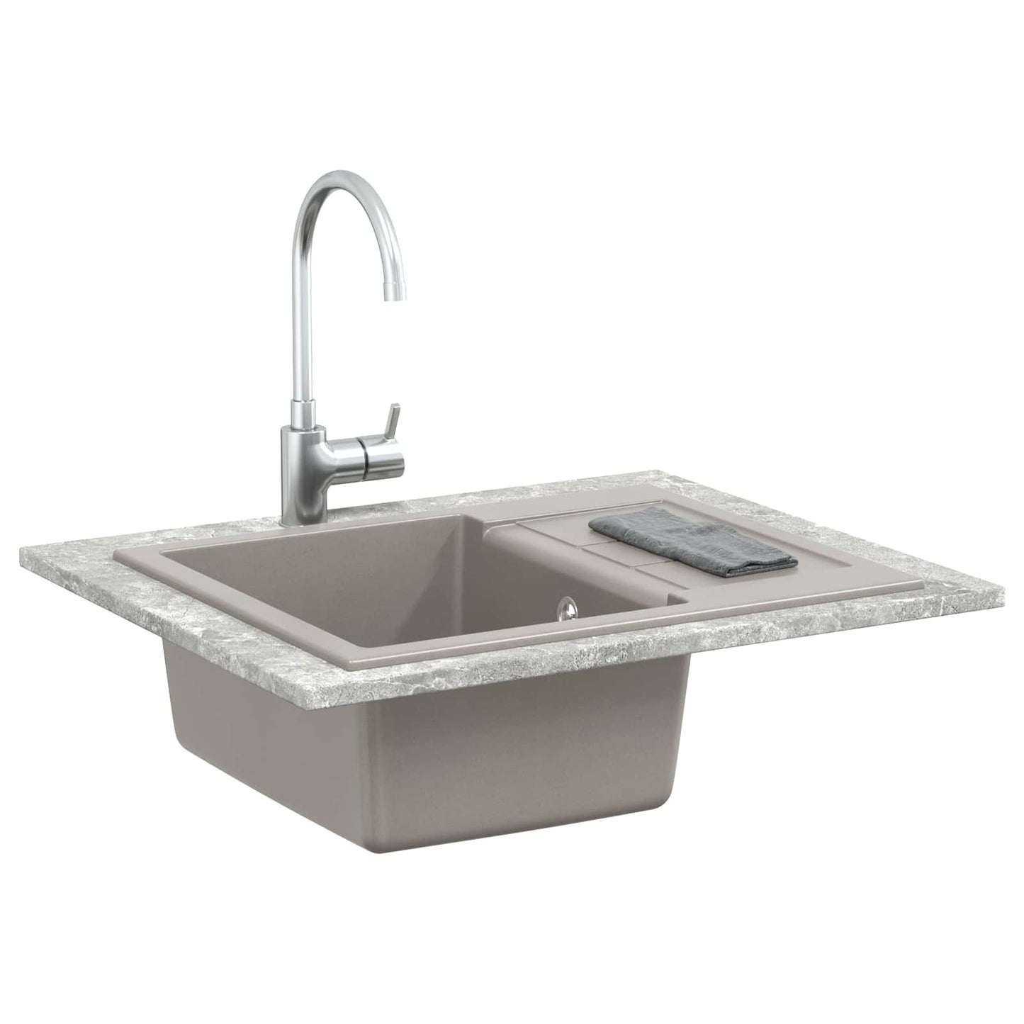 Vask Grå 620 x 500 mm 80% kvarts og 20% harpiks