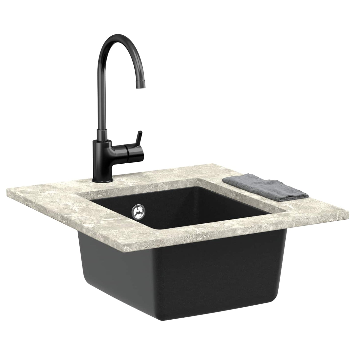 Vask Svart 370 x 460 mm 80% kvarts og 20% harpiks