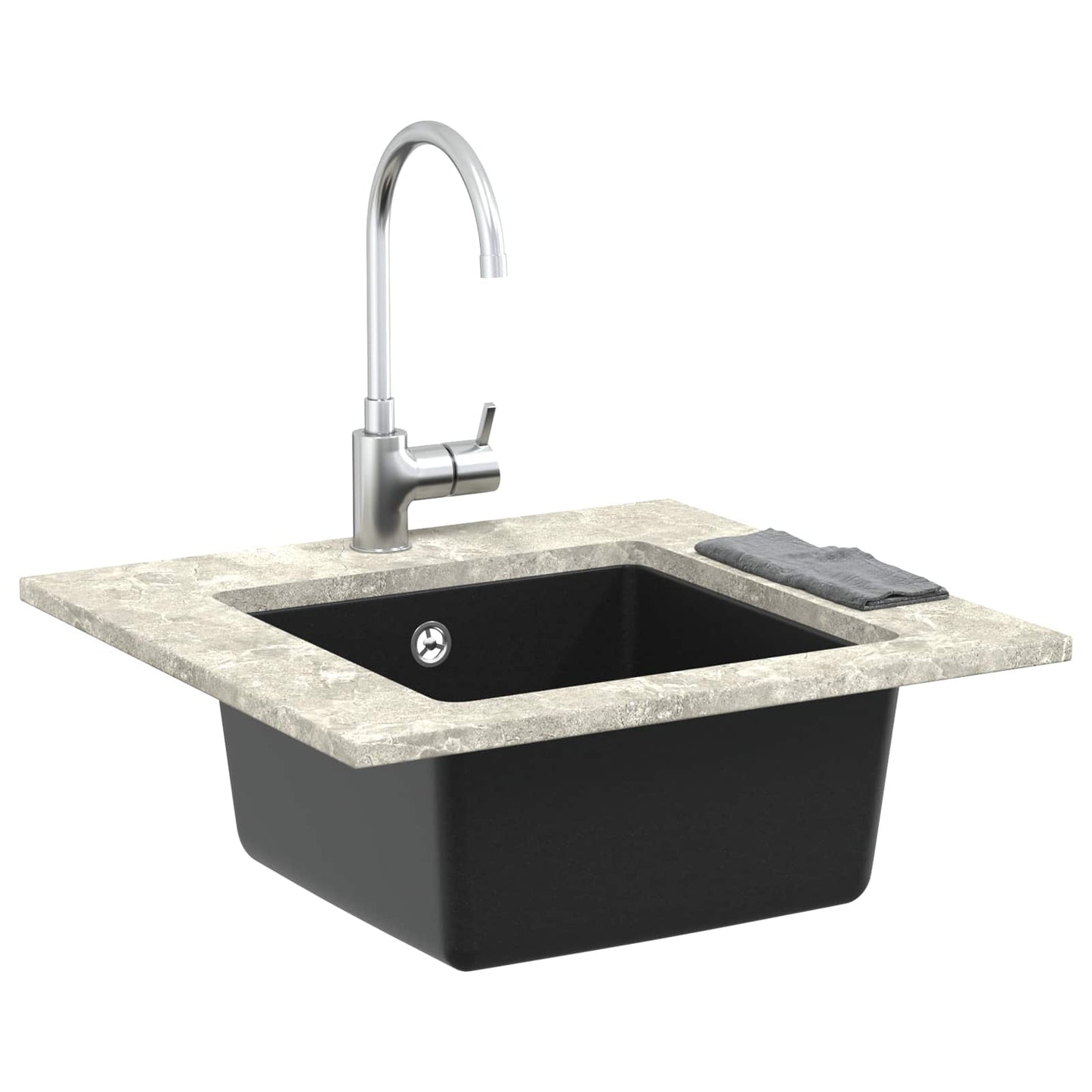 Vask Svart 430 x 460 mm 80% kvarts og 20% harpiks