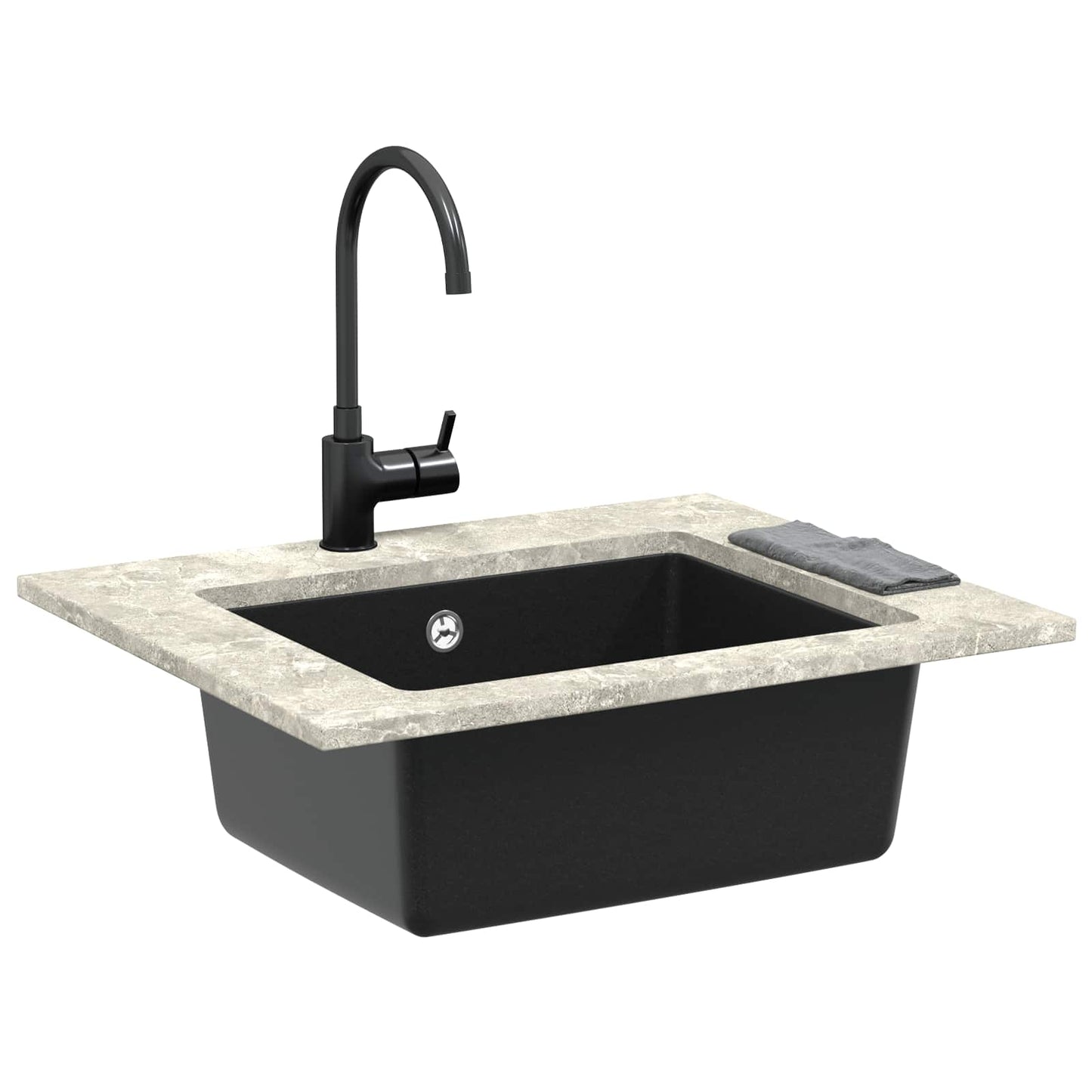 Vask Svart 530 x 460 mm 80% kvarts og 20% harpiks