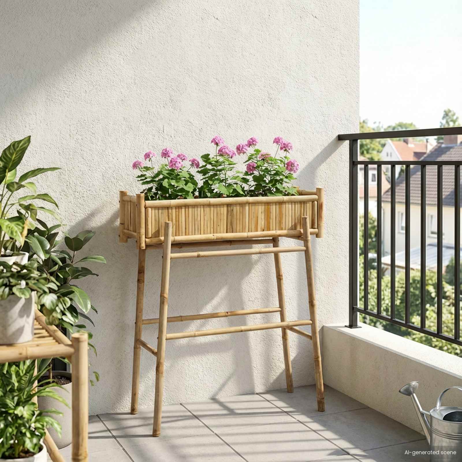 Hagepotte med holder Naturlig 100 x 38 x 114 cm Bambus vidaXL