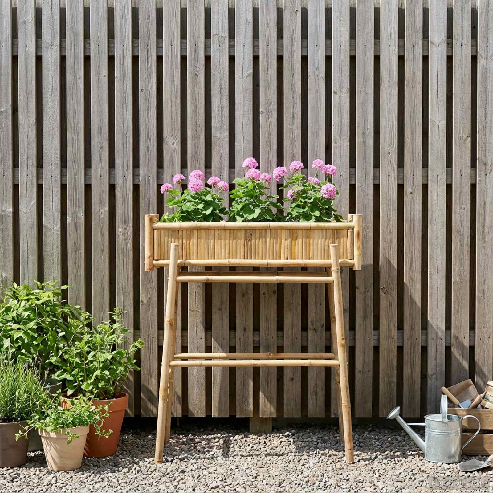 Hagepotte med holder Naturlig 100 x 38 x 114 cm Bambus vidaXL