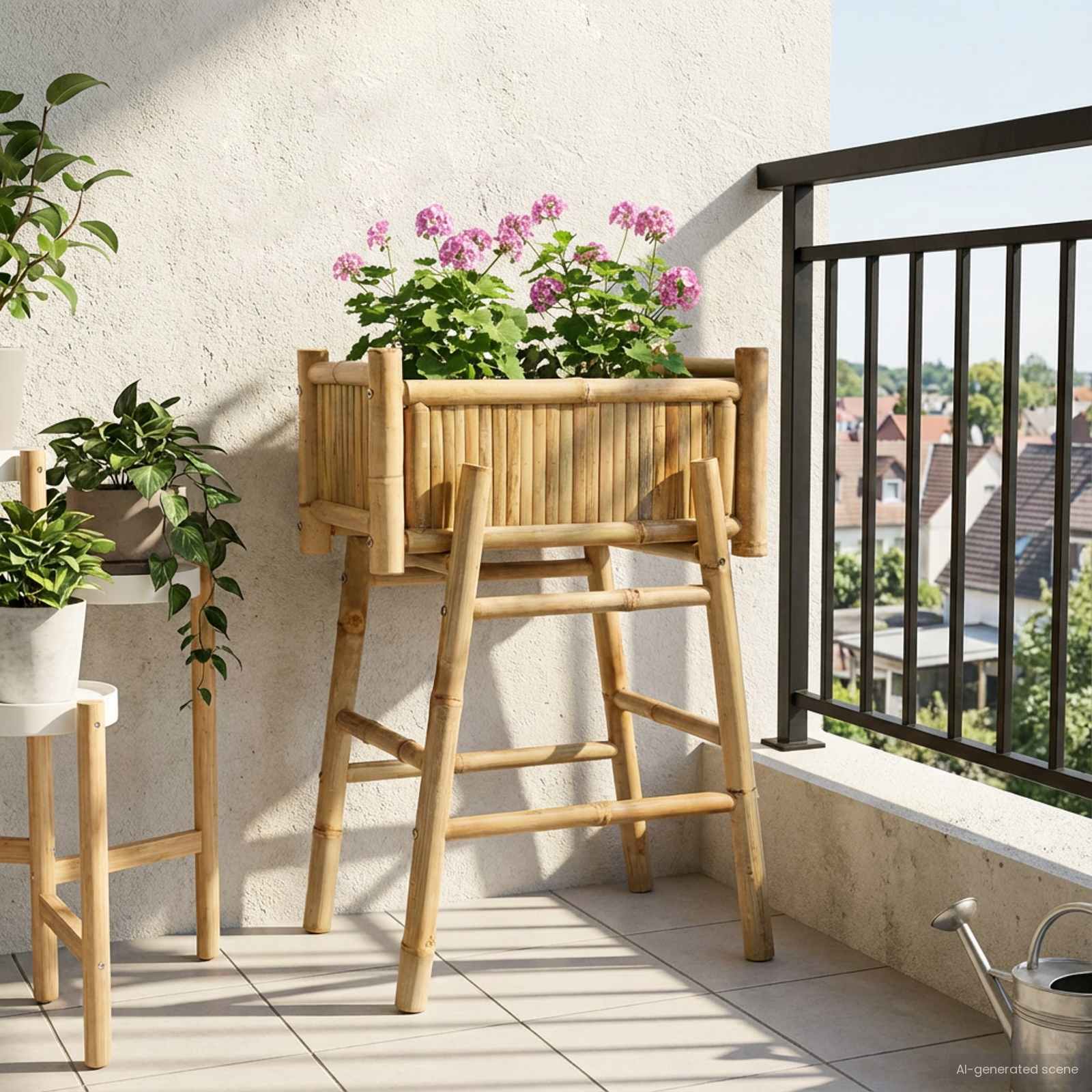 Hagepotte med holder Naturlig 50 x 38 x 74 cm Bambus vidaXL