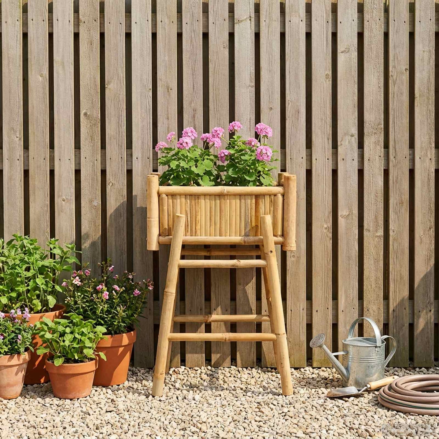 Hagepotte med holder Naturlig 50 x 38 x 74 cm Bambus vidaXL