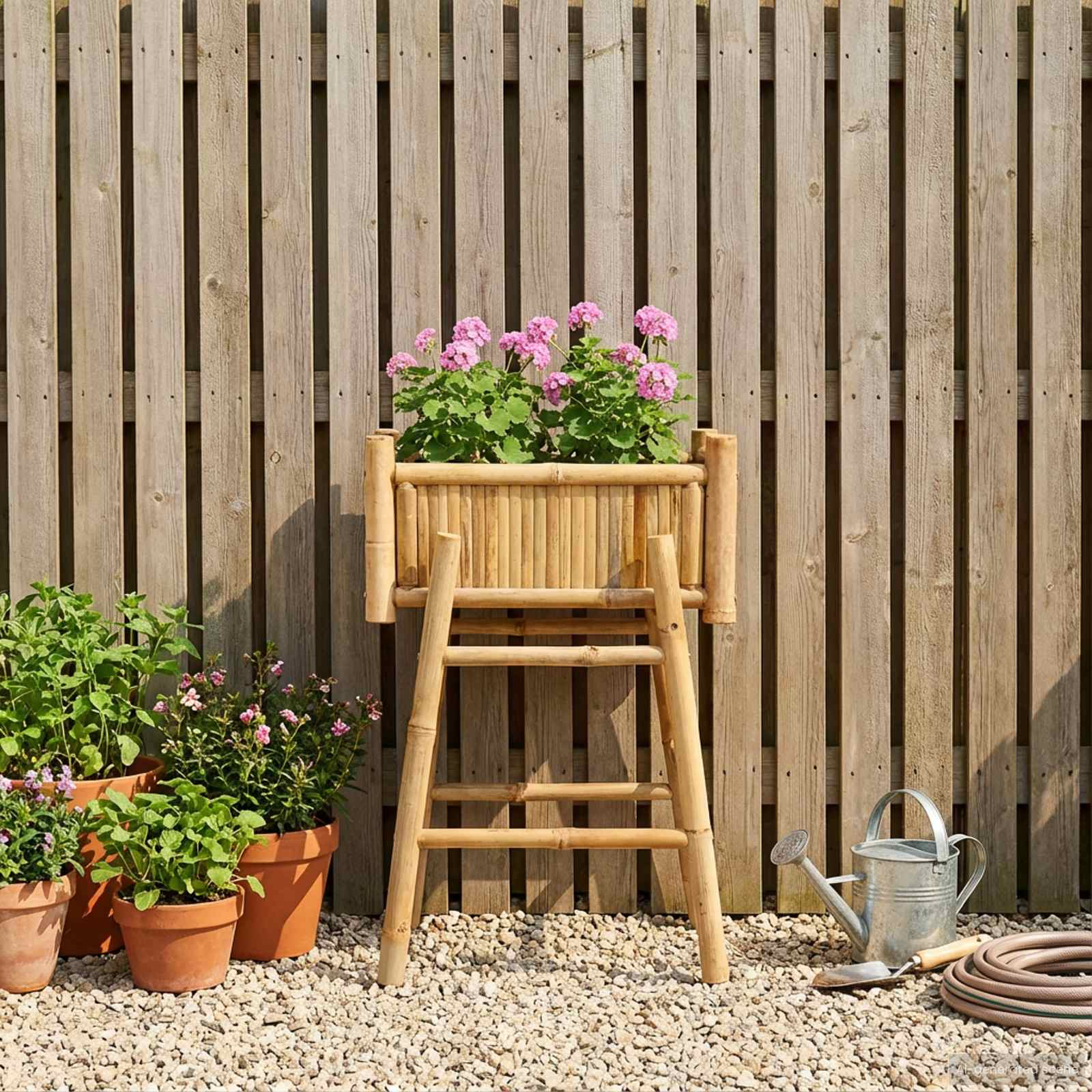 Hagepotte med holder Naturlig 50 x 38 x 74 cm Bambus vidaXL