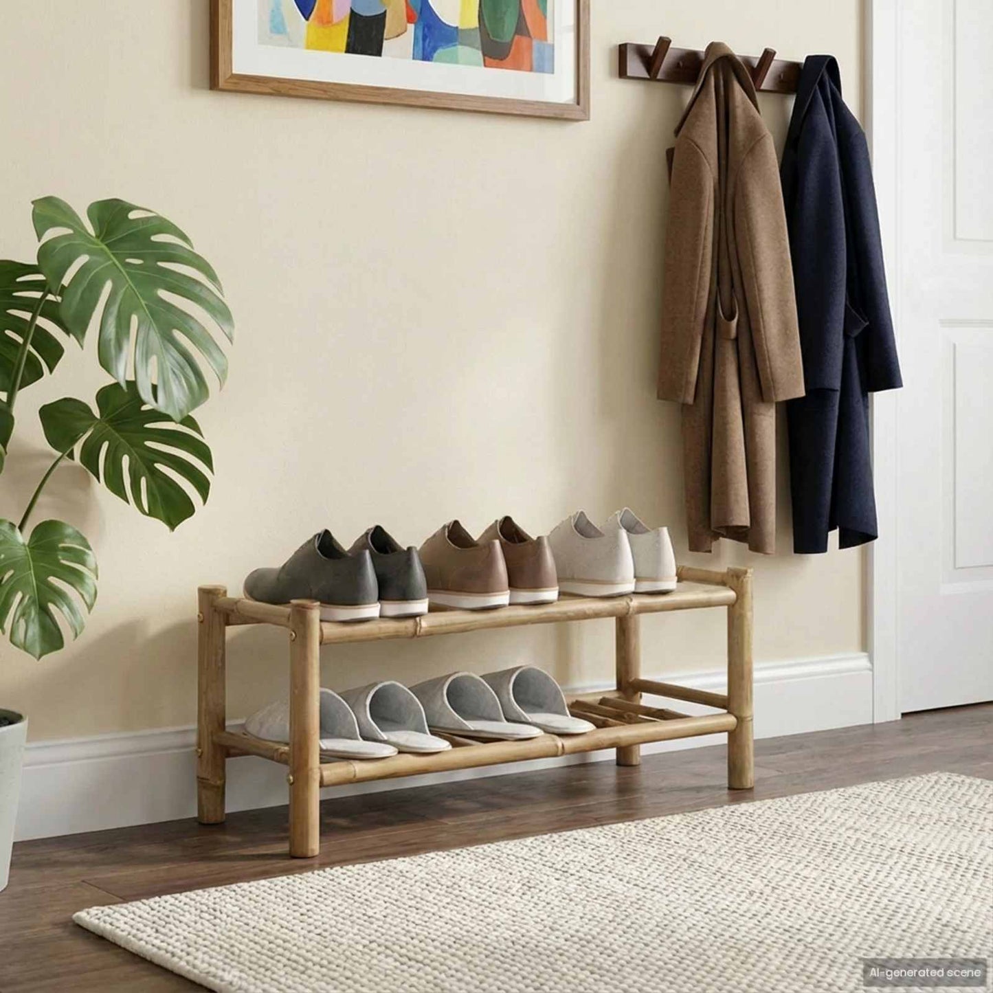 Sko Hylle med hylle med lagring Naturlig 68 x 28 x 30 cm Bambus vidaXL