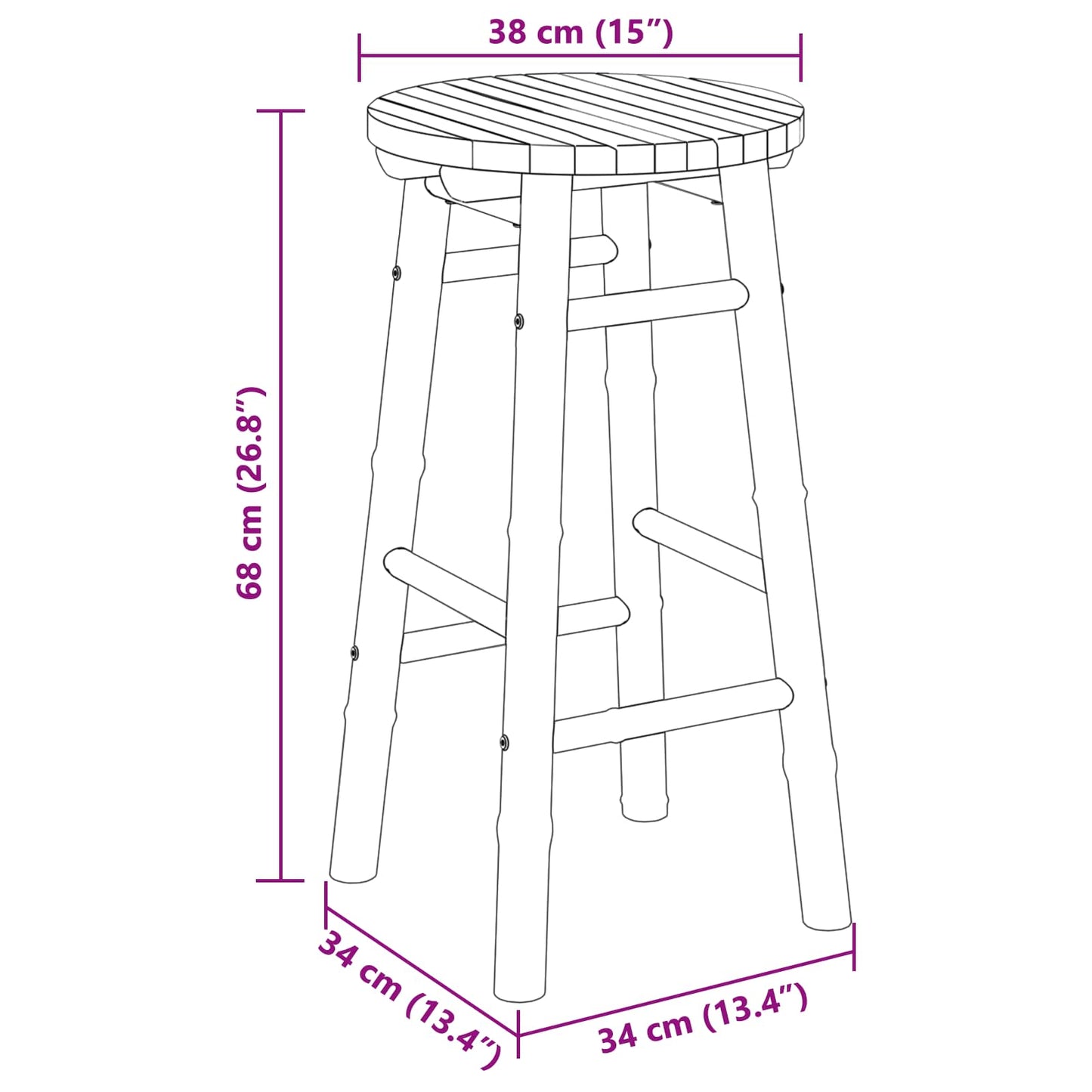 Hagekrakk Naturlig Ø 38 x 68 cm Bambus vidaXL