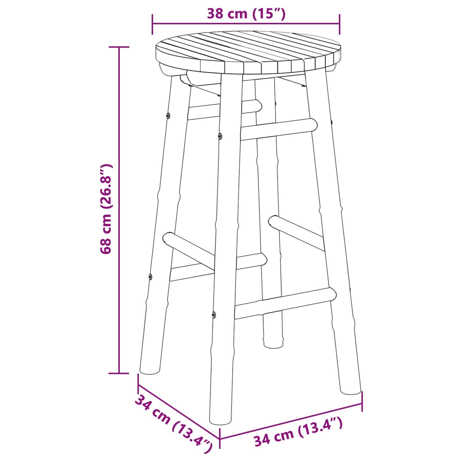 Hagekrakk Naturlig Ø 38 x 68 cm Bambus vidaXL
