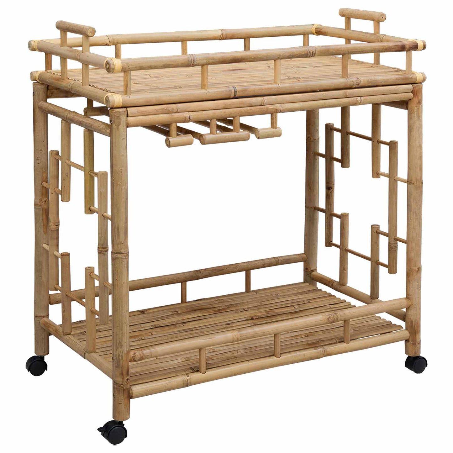 Vinstrolley med hjul Naturlig 85 x 50 x 93 cm Bambus vidaXL