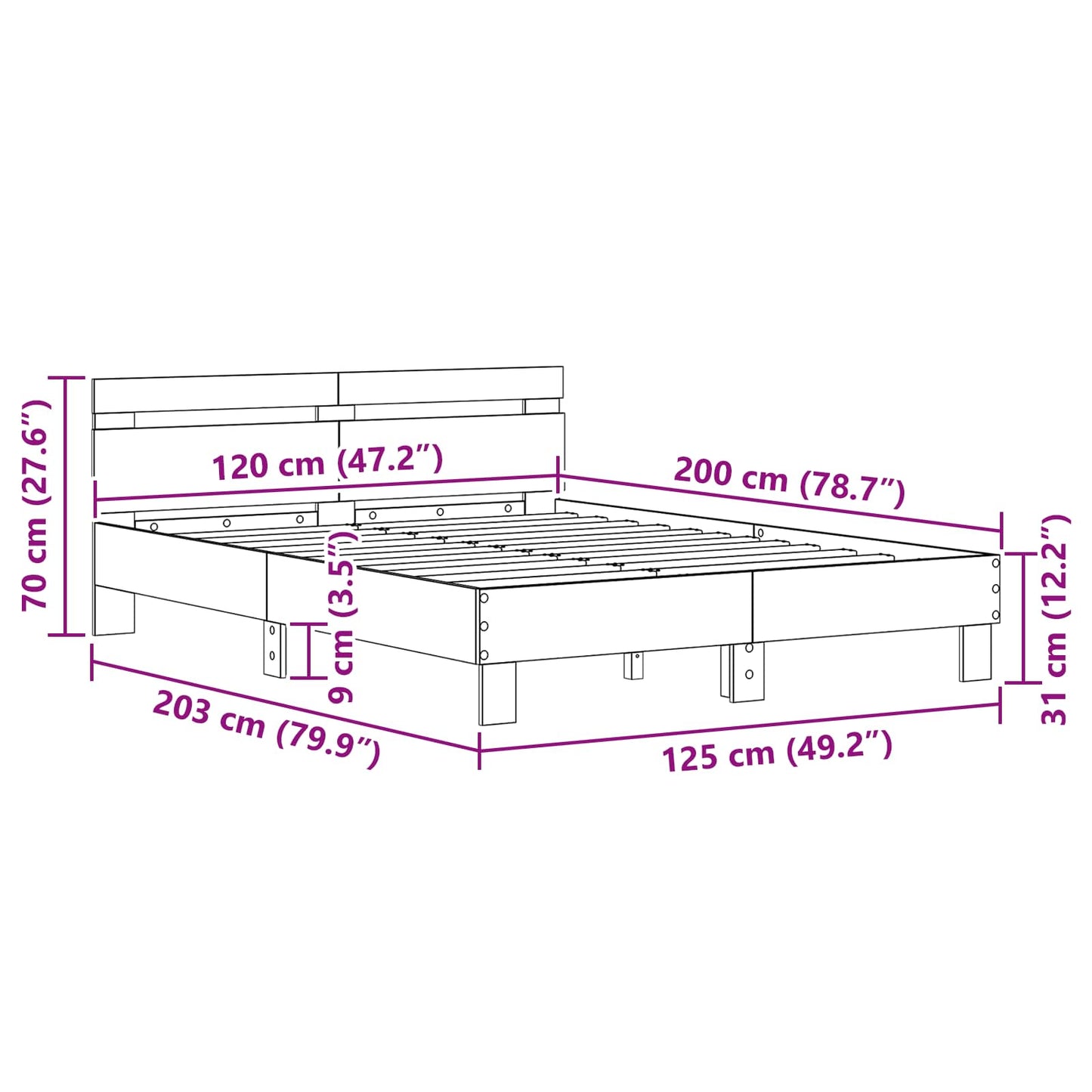Sengestamme Gammelt tre 120 x 200 cm Konstruert tre