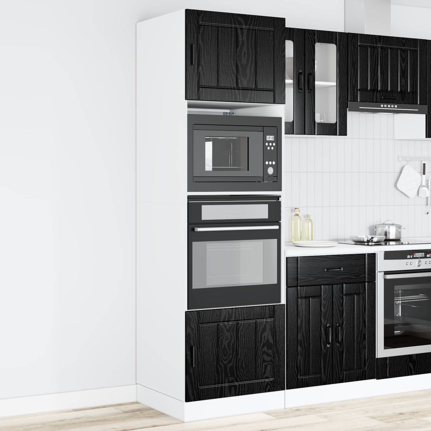 Ovnskap PORTO Svart Eik 60 x 57 x 207 cm Konstruert tre