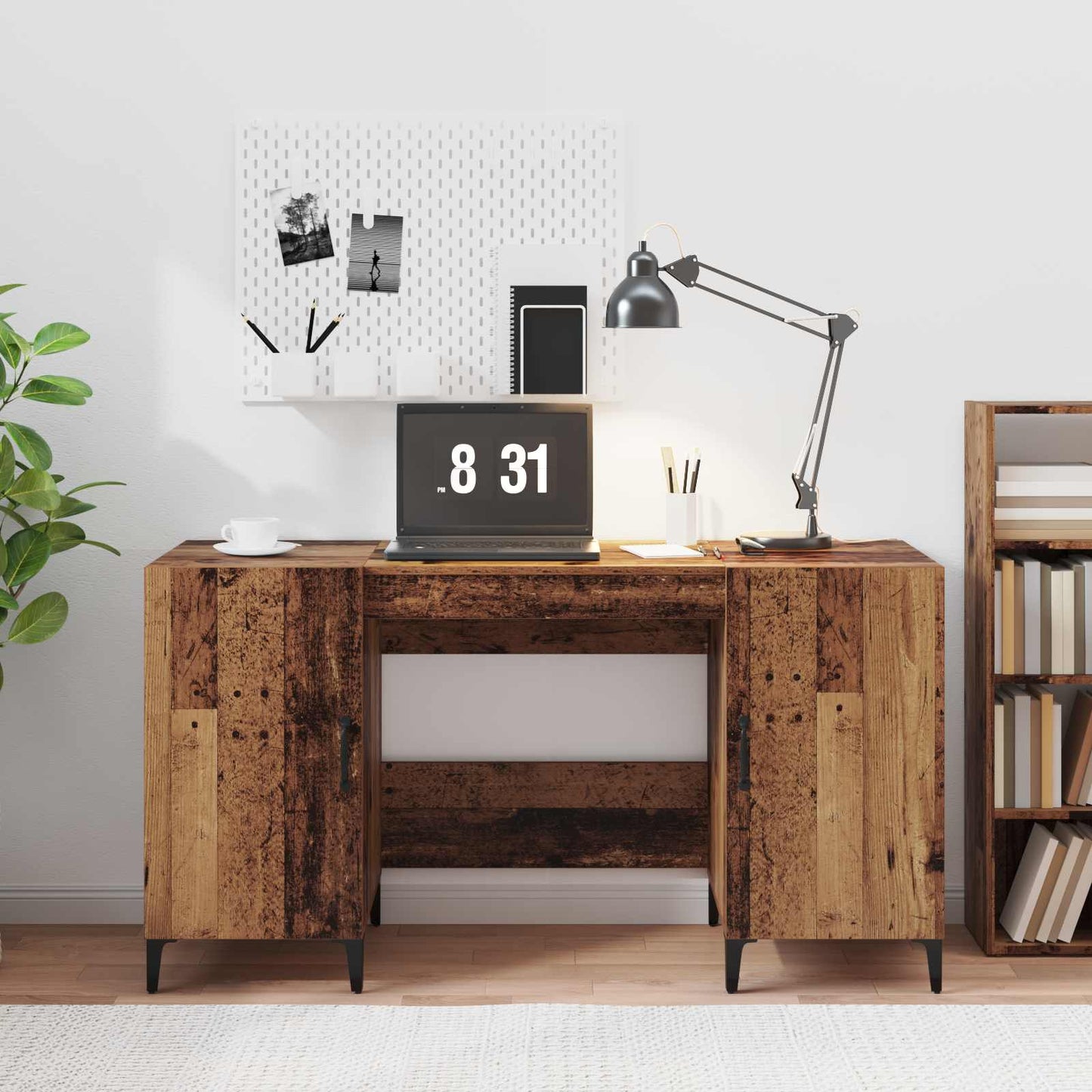 Skrivebord med dør Gammelt tre 140 x 50 x 75 cm Konstruert tre