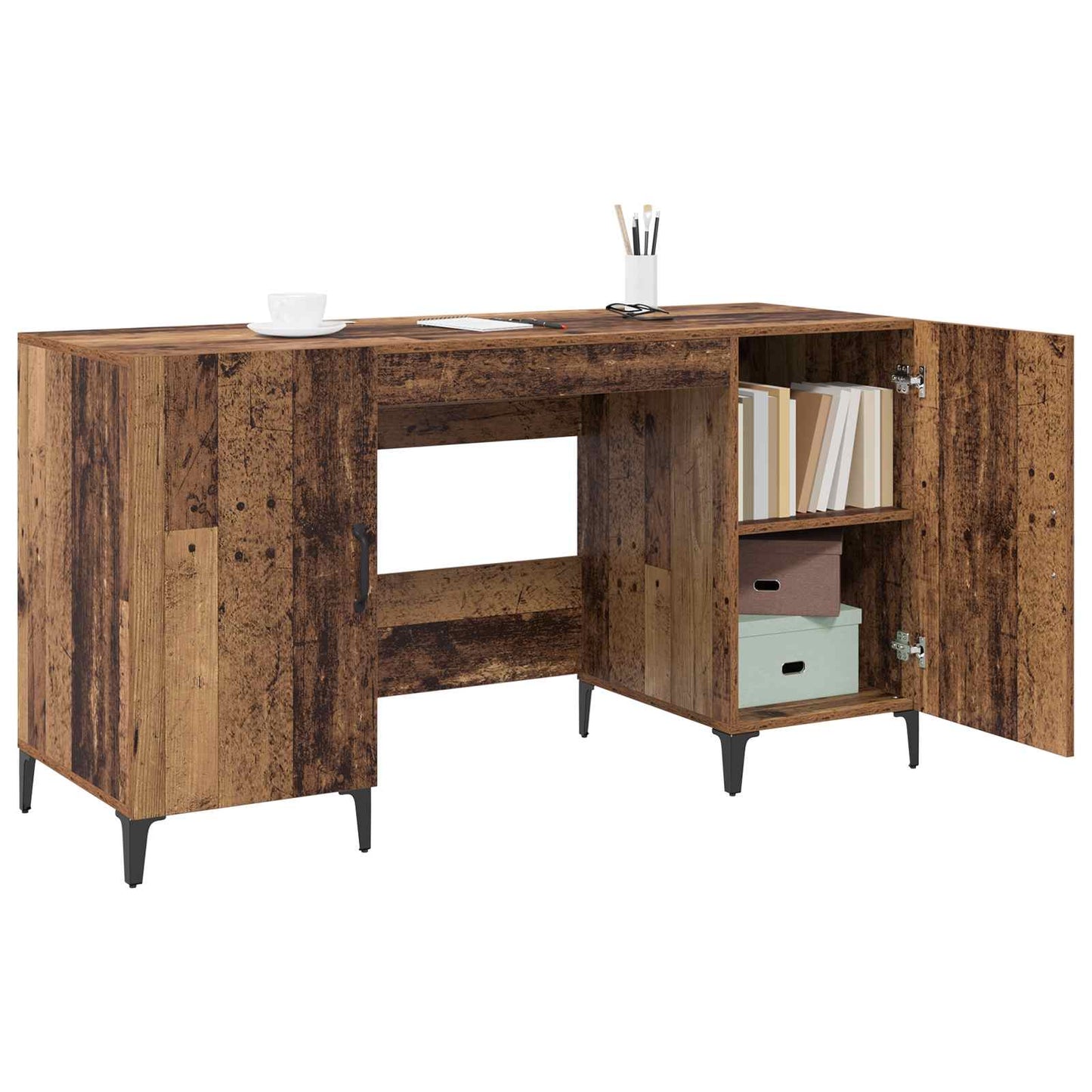 Skrivebord med dør Gammelt tre 140 x 50 x 75 cm Konstruert tre