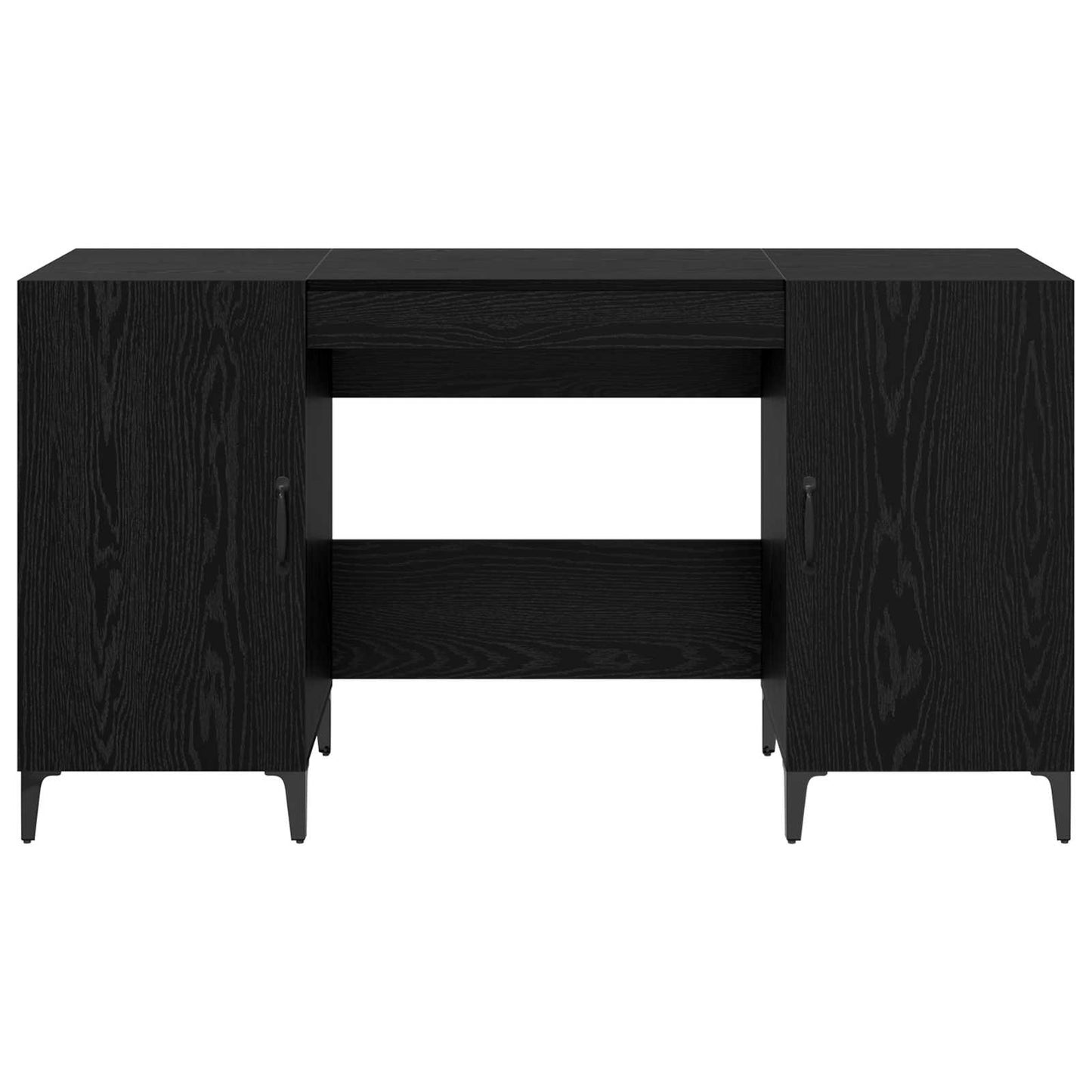 Skrivebord med dør Svart Eik 140 x 50 x 75 cm Konstruert tre