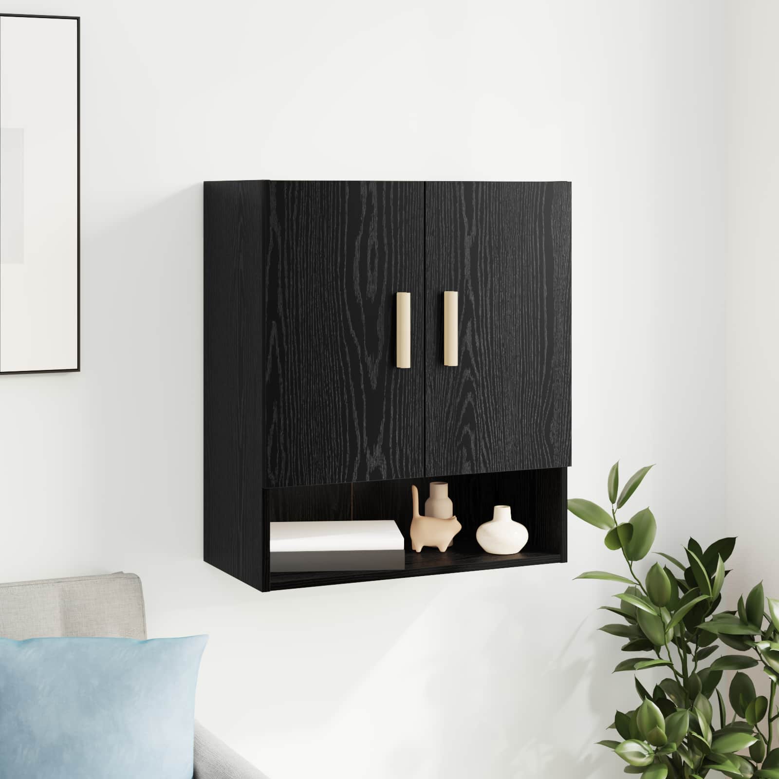 Veggskap Veggmontert Svart Eik 60 x 31 x 70 cm Konstruert tre vidaXL