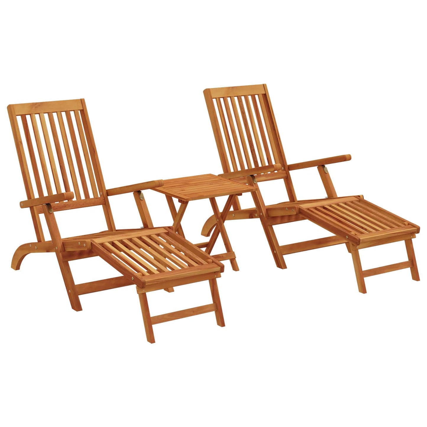 Reclining og sammenleggbare solsenger 2 pcs Naturlig